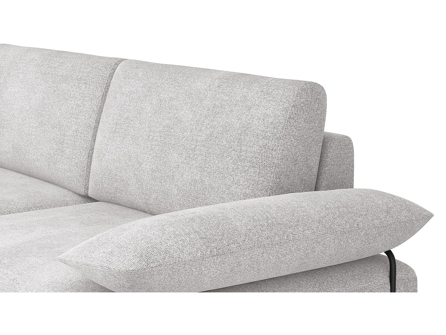 Canapé droit XXL 3 places tissu gris perlé - LORI