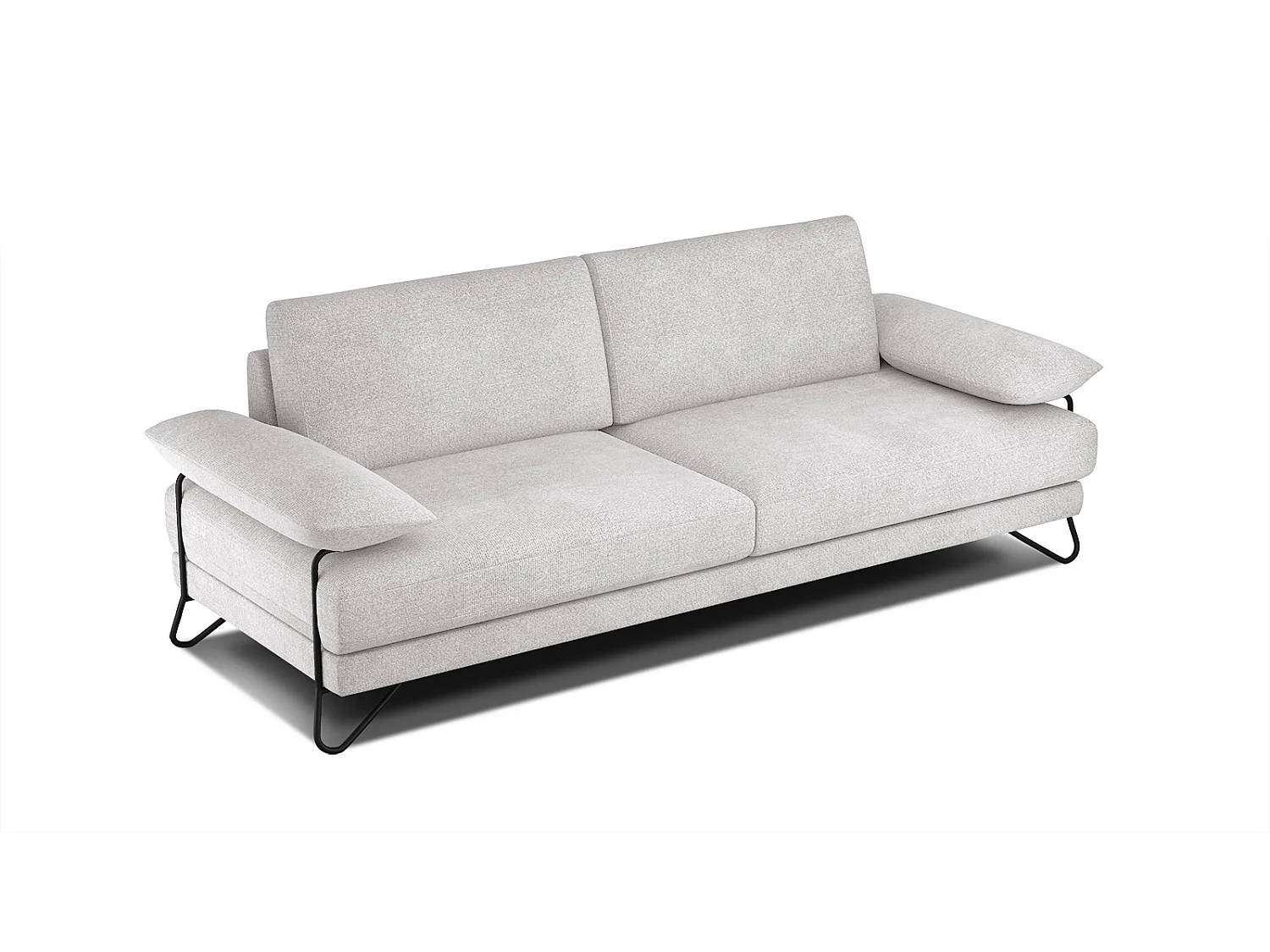 Canapé droit XXL 3 places tissu gris perlé - LORI