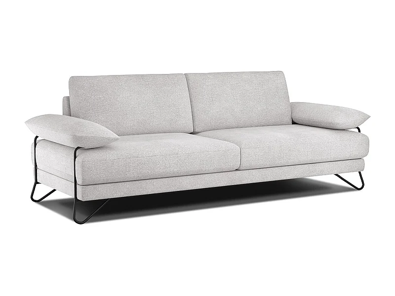 Canapé droit XXL 3 places tissu gris perlé - LORI