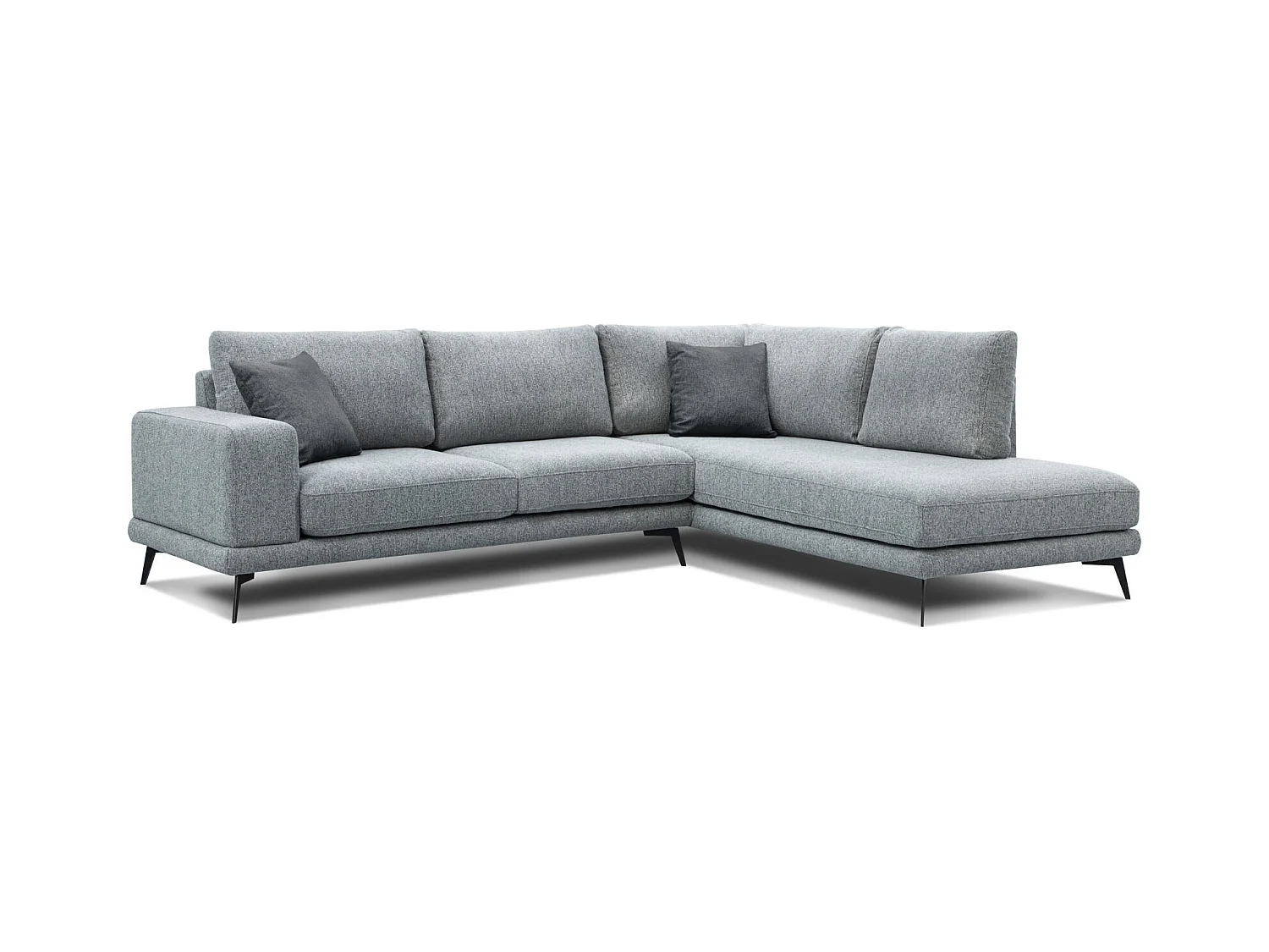 Canapé d'angle 5 places tissu gris argenté - MEDIOLANE
