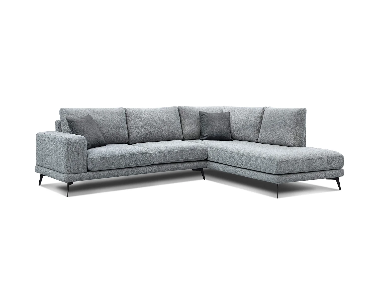 Canapé d'angle 5 places tissu gris argenté - MEDIOLANE