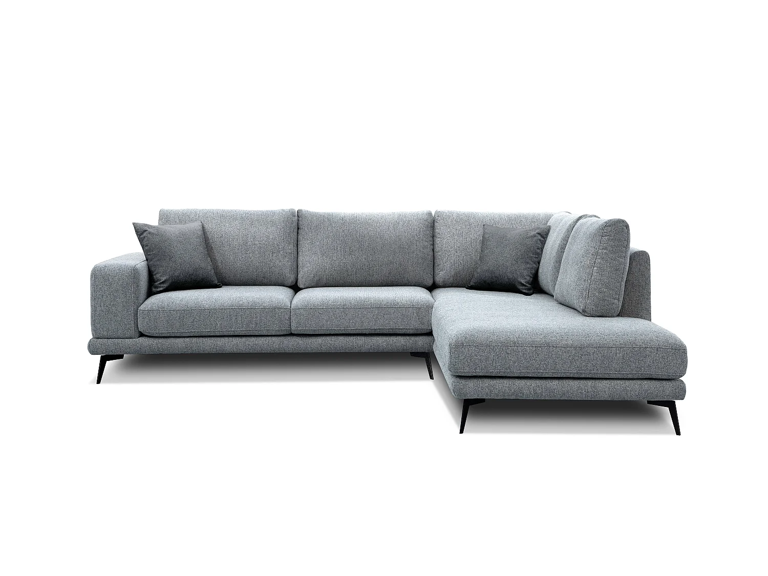 Canapé d'angle 5 places tissu gris argenté - MEDIOLANE