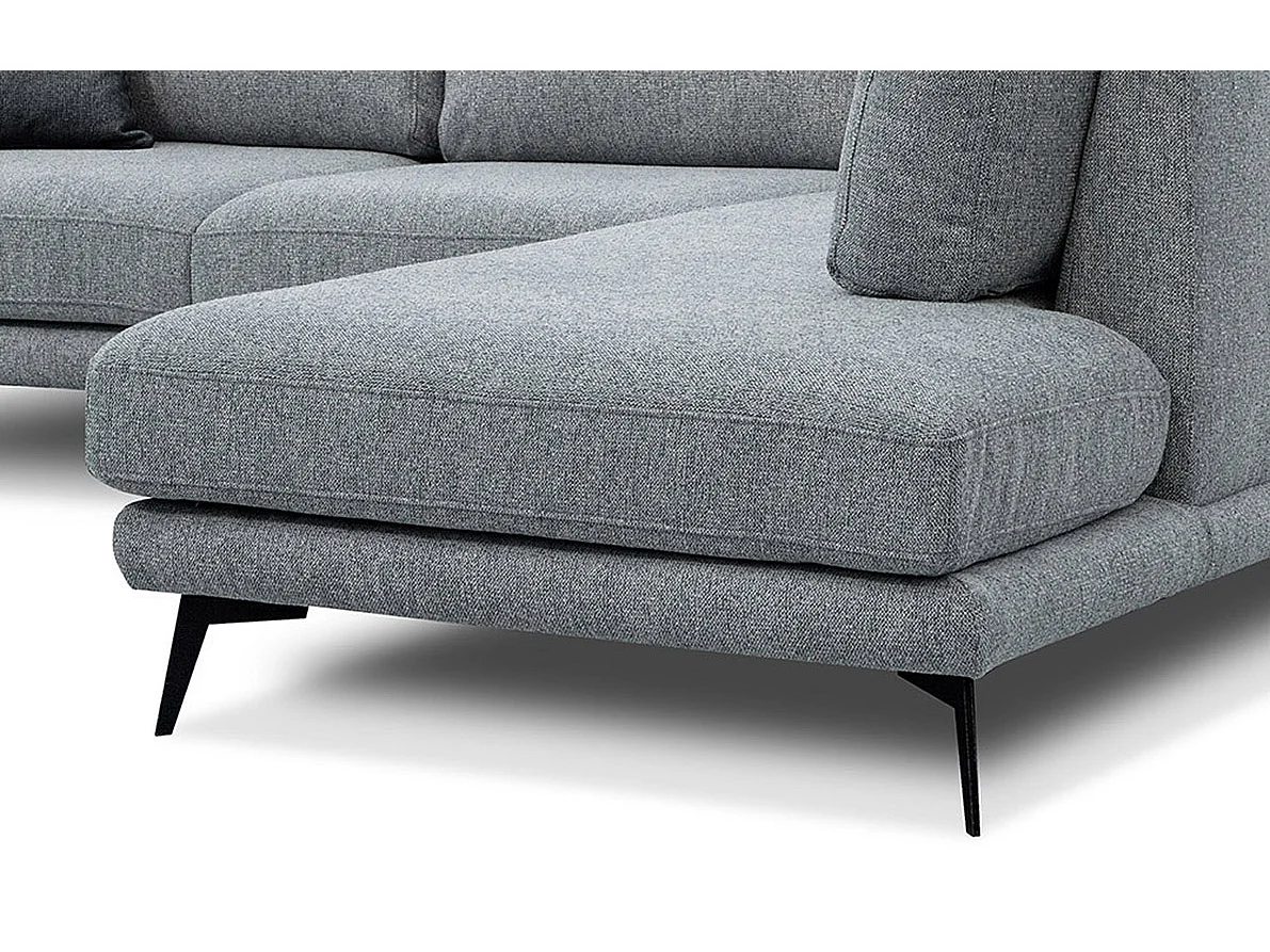 Canapé d'angle 5 places tissu gris argenté - MEDIOLANE