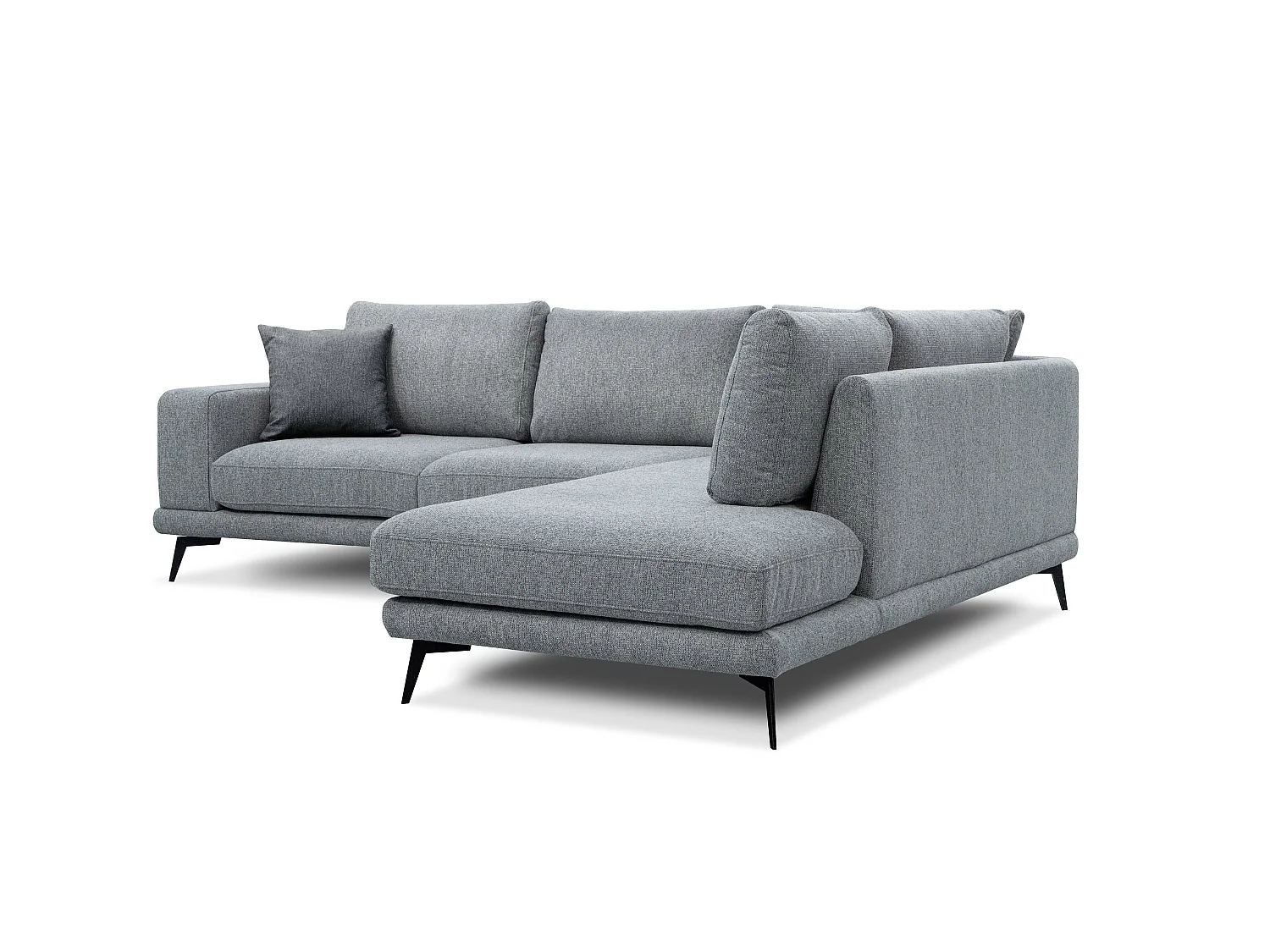 Canapé d'angle 5 places tissu gris argenté - MEDIOLANE