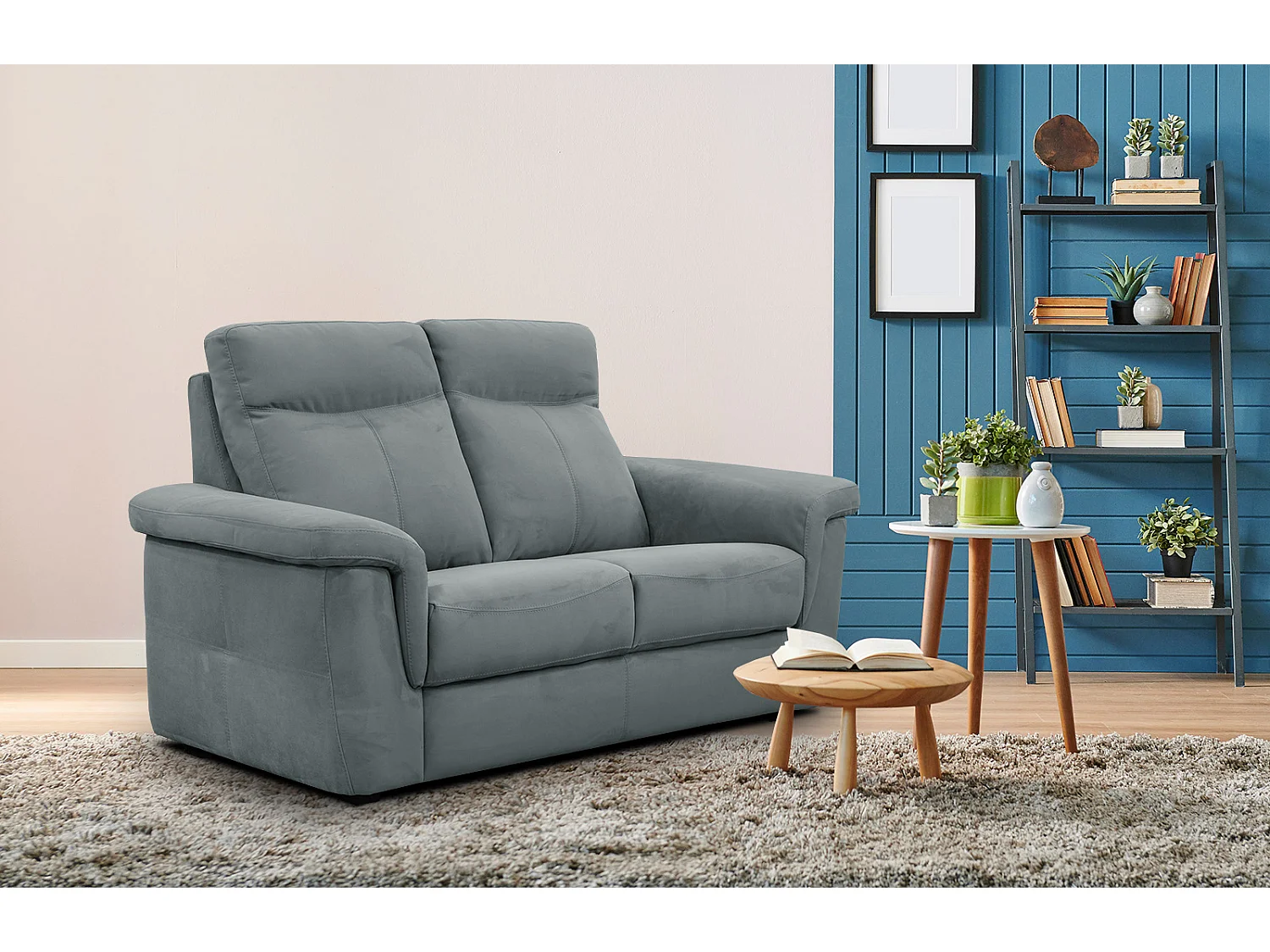 JONES Sofa 2-Sitzer, blaugrau