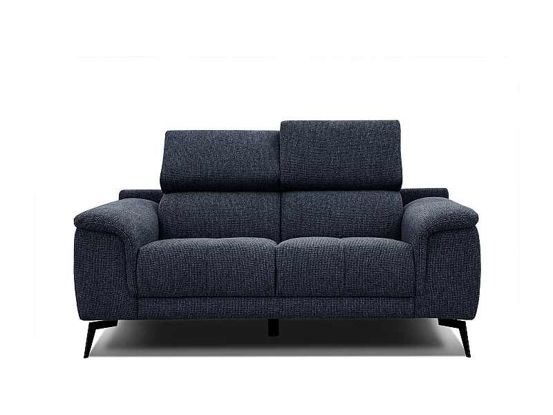 FIERO Sofa 2-Sitzer mit verstellbare Kopfstützen, marineblau