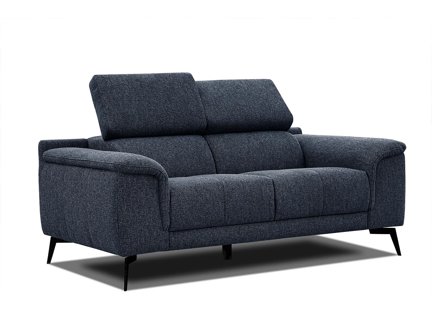 FIERO Sofa 2-Sitzer mit verstellbare Kopfstützen, marineblau