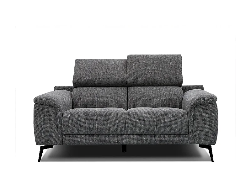 FIERO Sofa 2-Sitzer mit verstellbare Kopfstützen, dunkelgrau