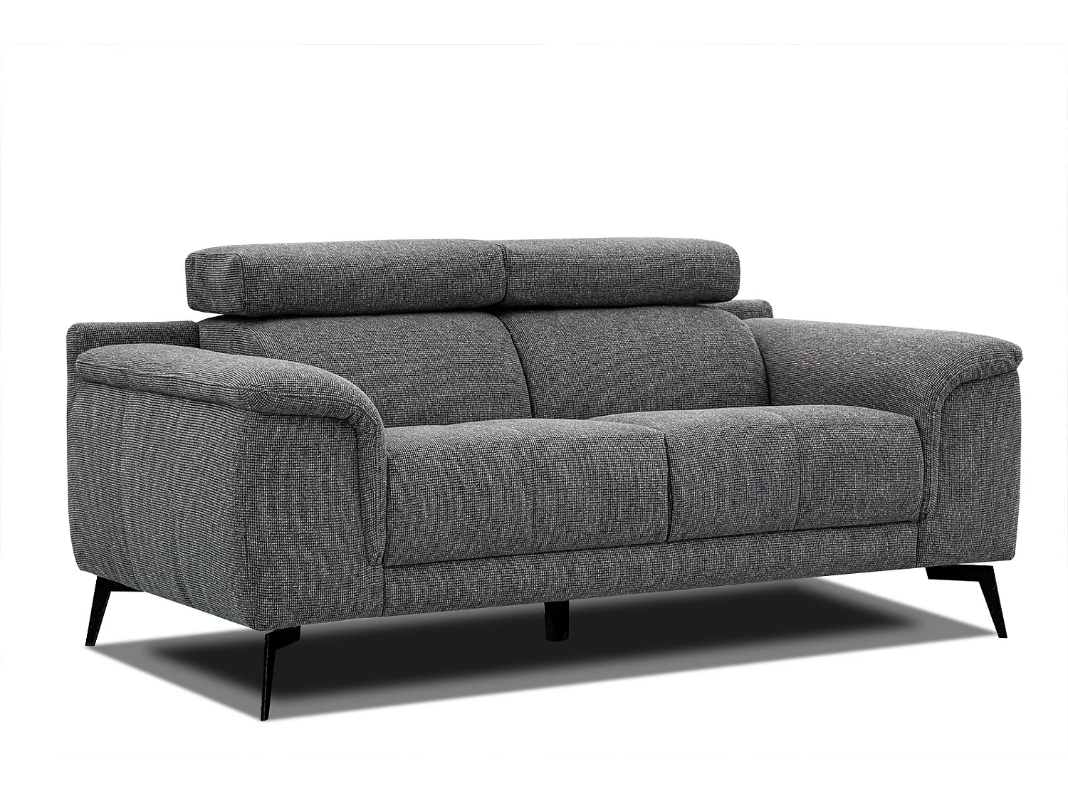 FIERO Sofa 2-Sitzer mit verstellbare Kopfstützen, dunkelgrau