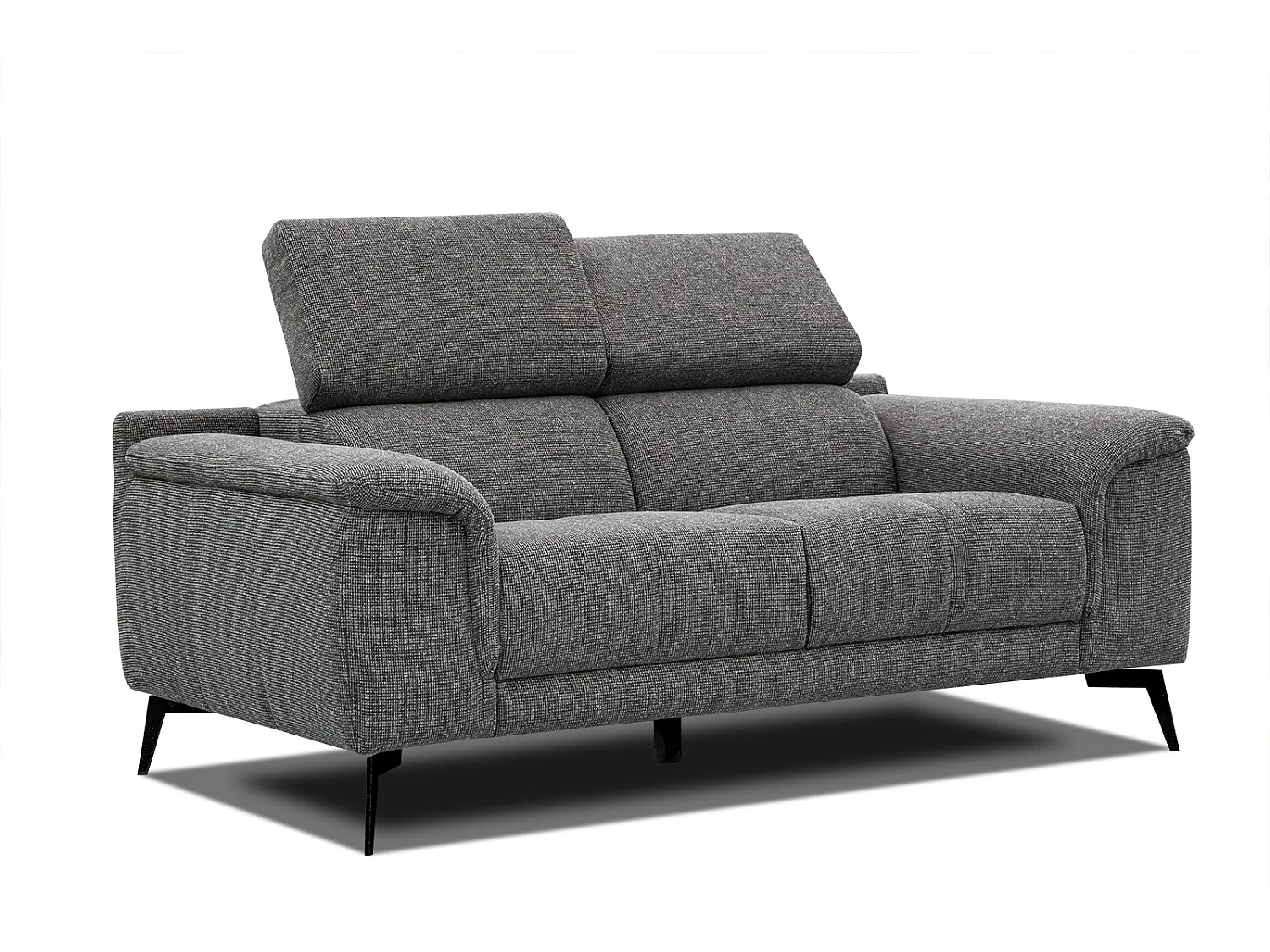 FIERO Sofa 2-Sitzer mit verstellbare Kopfstützen, dunkelgrau