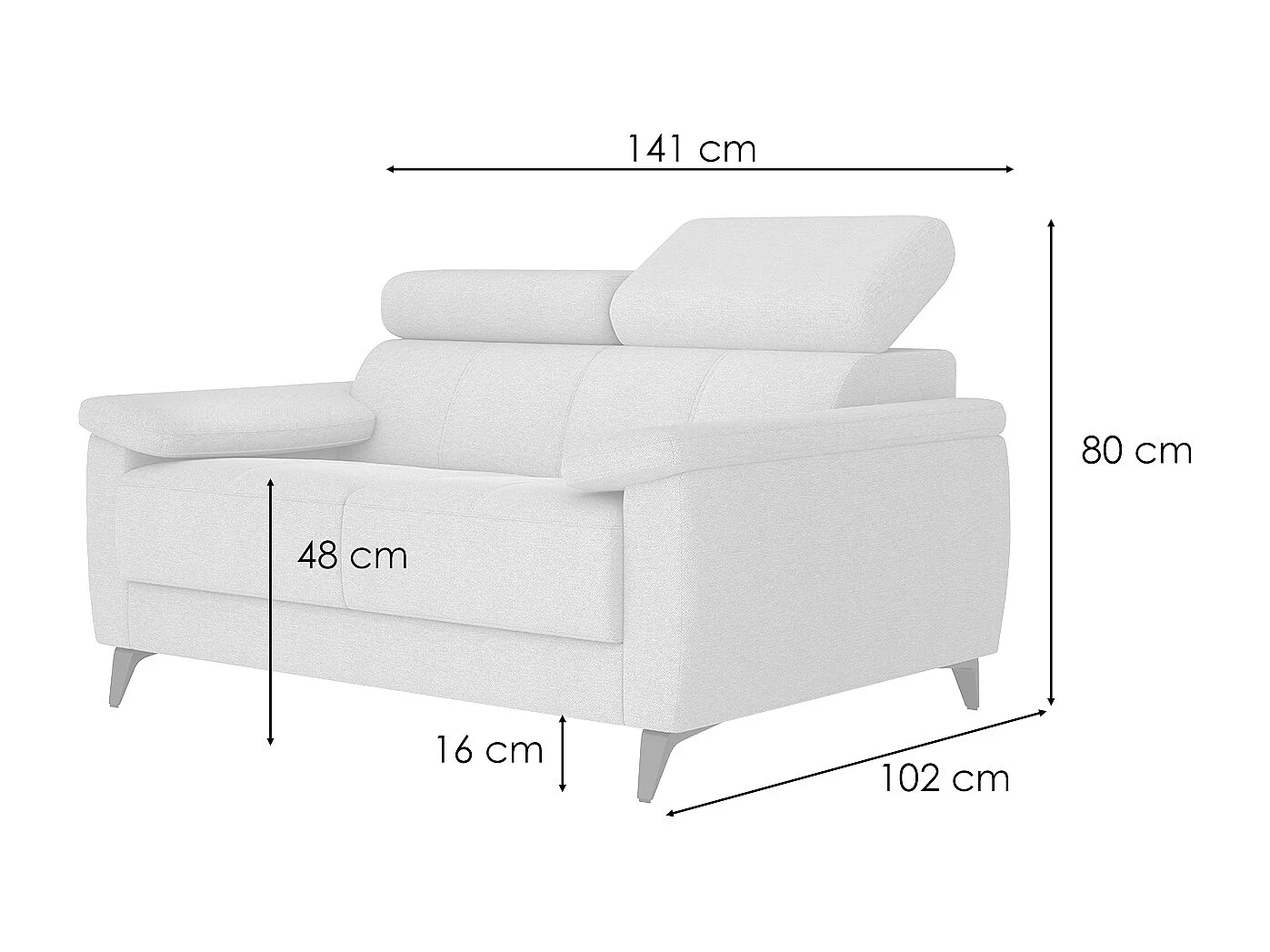 TAUNUS Sofa 2-Sitzer mit verstellbare Kopfstützen, beige