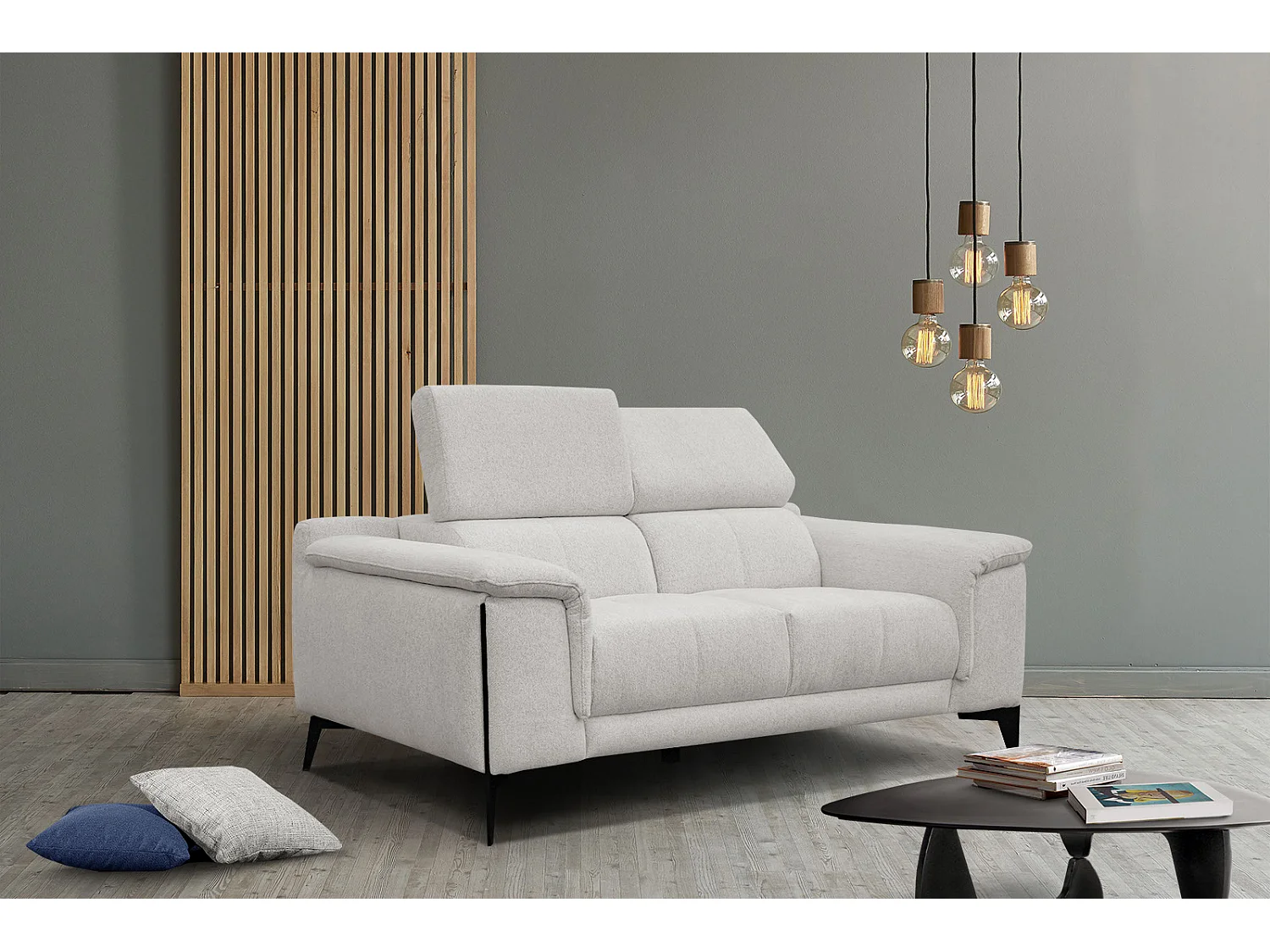 MATERA Sofa 2-Sitzer mit verstellbare Kopfstützen, perlweiß