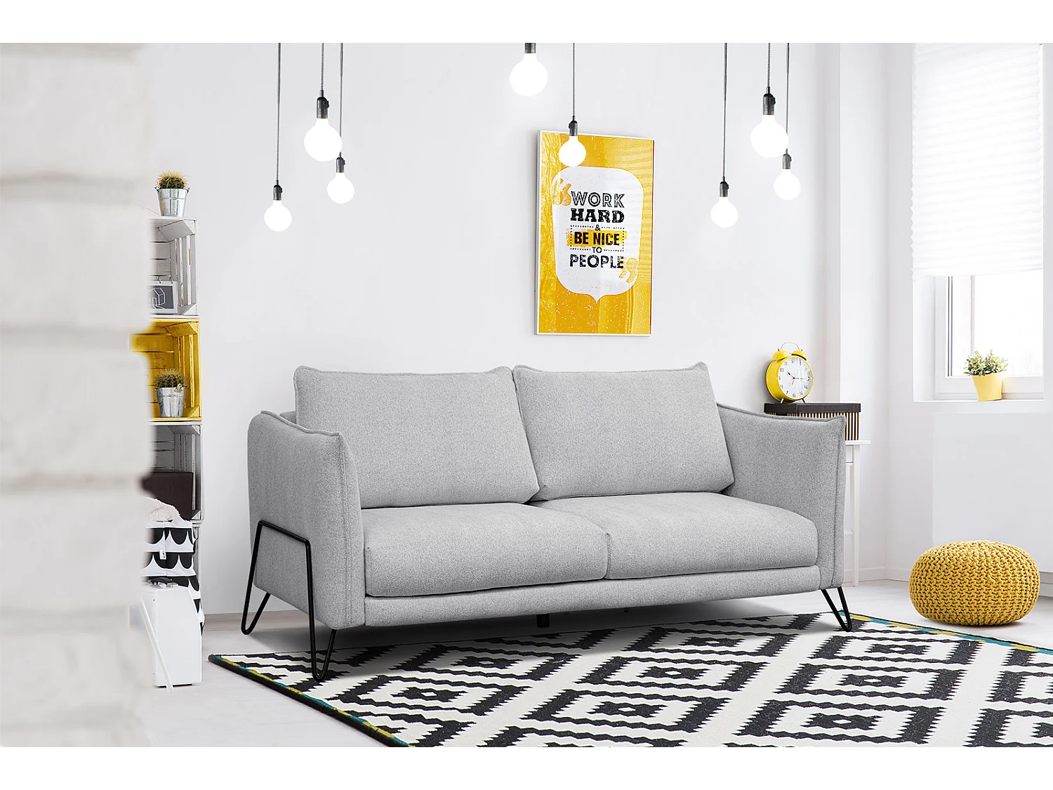 HOSTEN Sofa 2,5-Sitzer, hellgrau