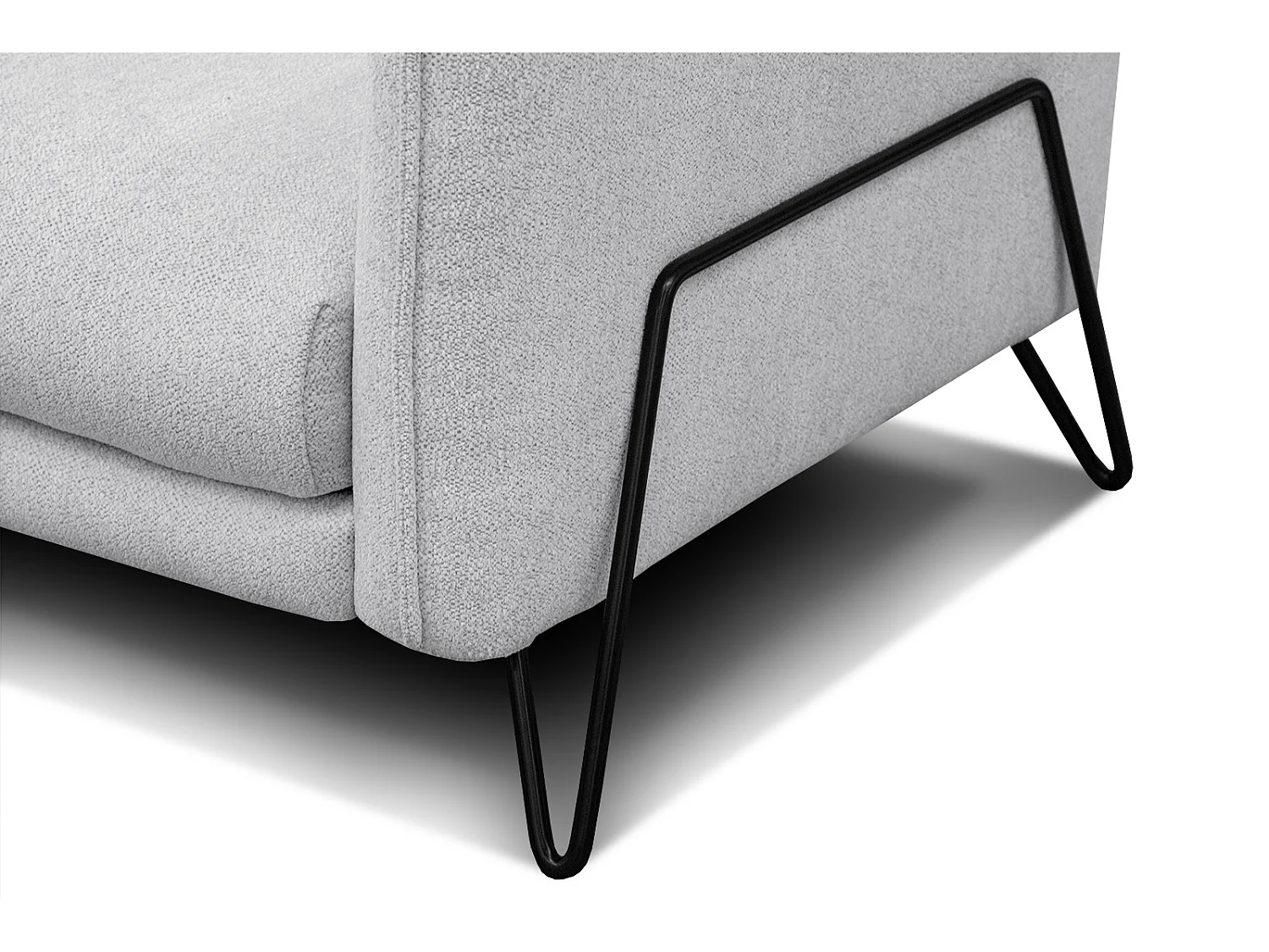 Canapé droit 3 places tissu gris clair - HOSTEN