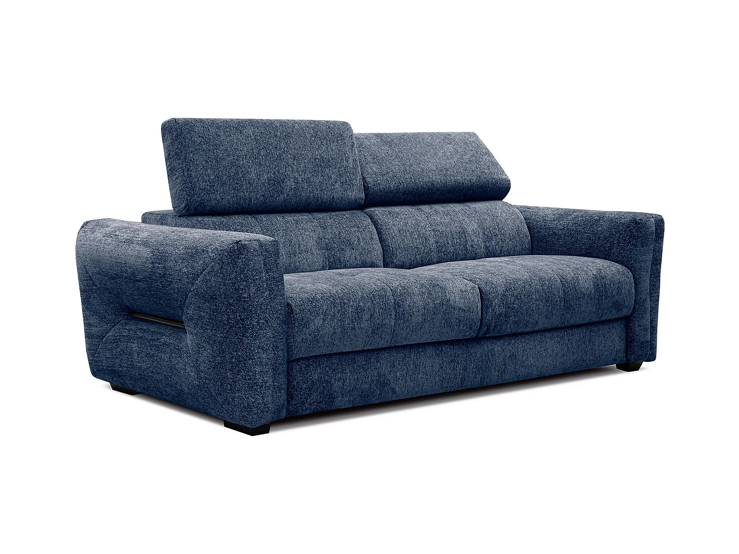 Canapé droit XXL 3 places tissu bleu foncé - CALVERA