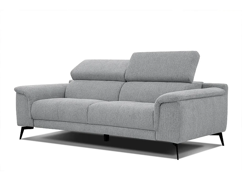 Canapé droit XXL 3 places tissu argenté - FIERO