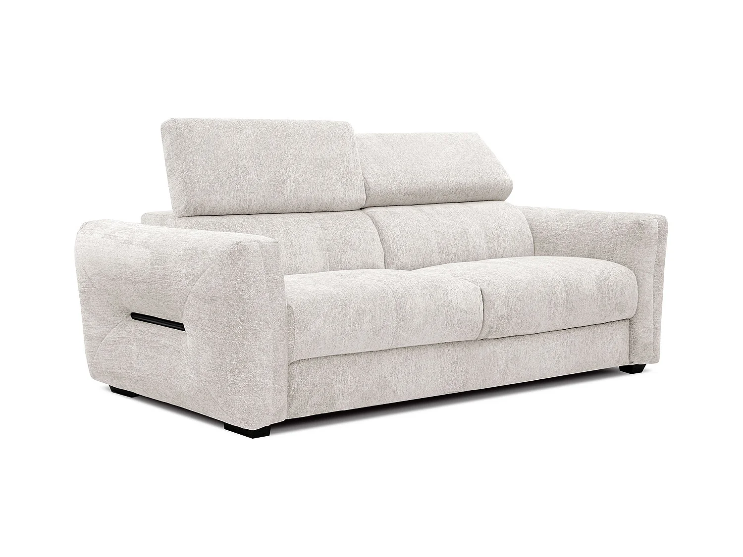Canapé droit XXL 3 places tissu blanc perle - CALVERA