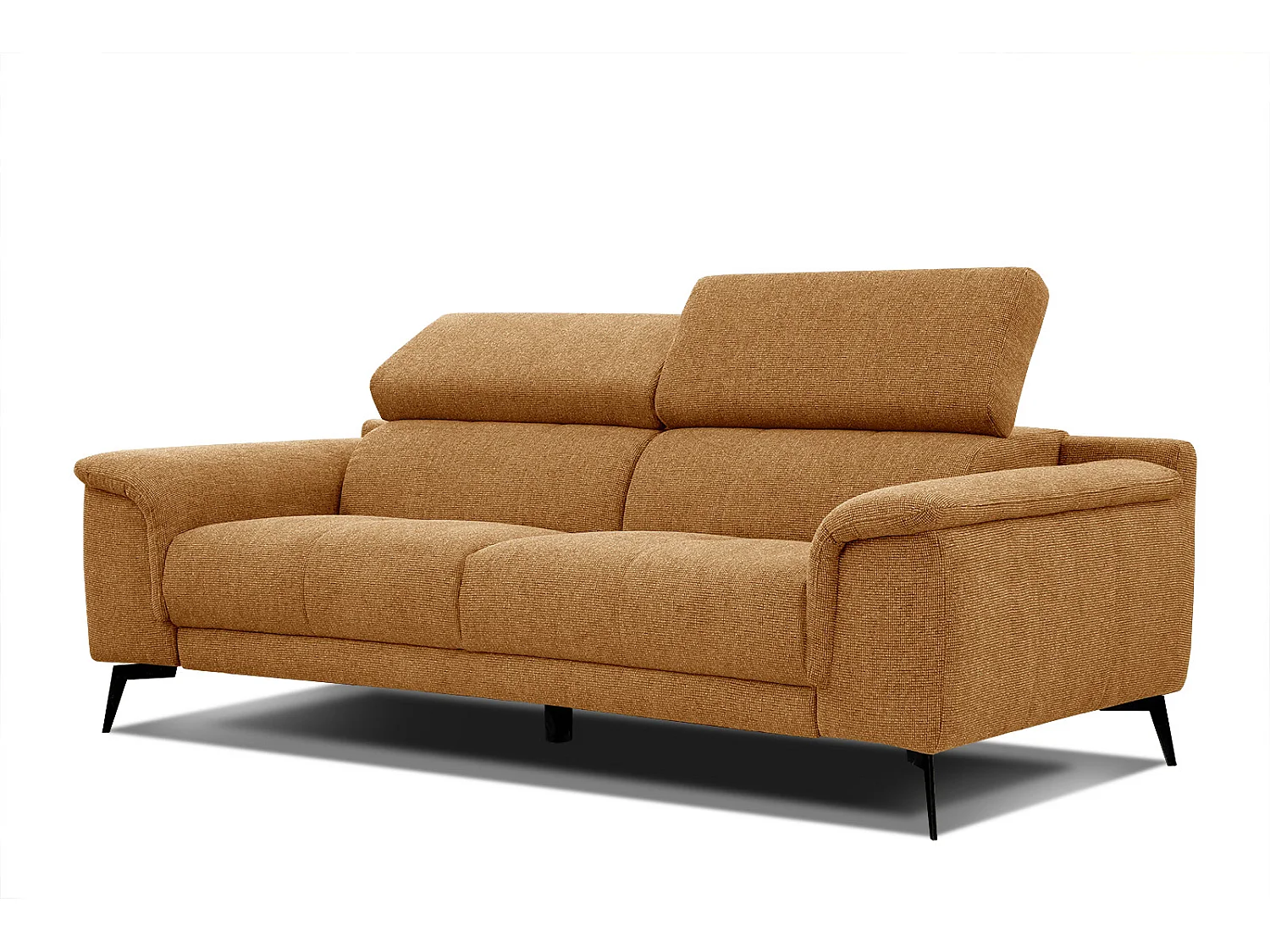 Canapé droit XXL 3 places tissu jaune miel - FIERO