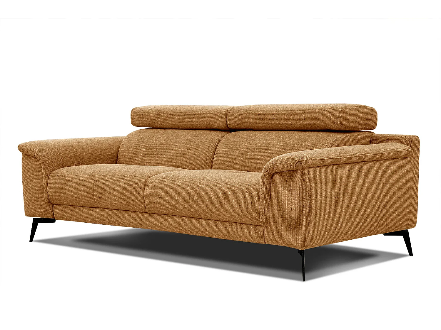 Canapé droit XXL 3 places tissu jaune miel - FIERO