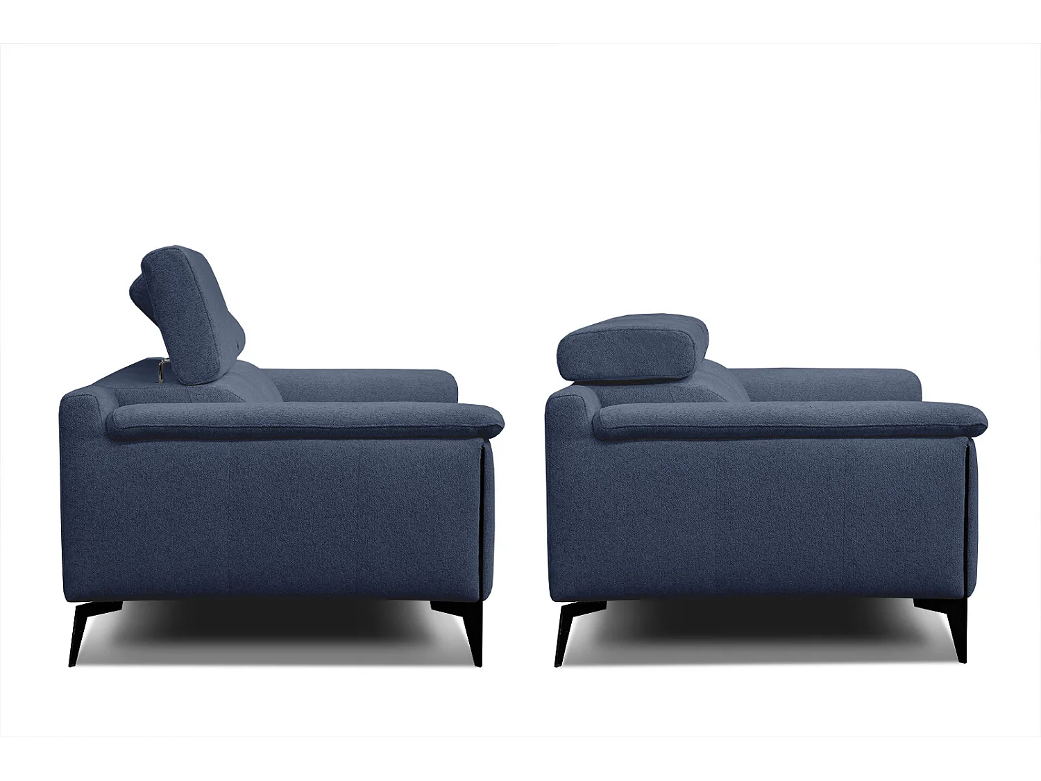 MATERA Sofa 2-Sitzer mit verstellbare Kopfstützen, dunkelblau
