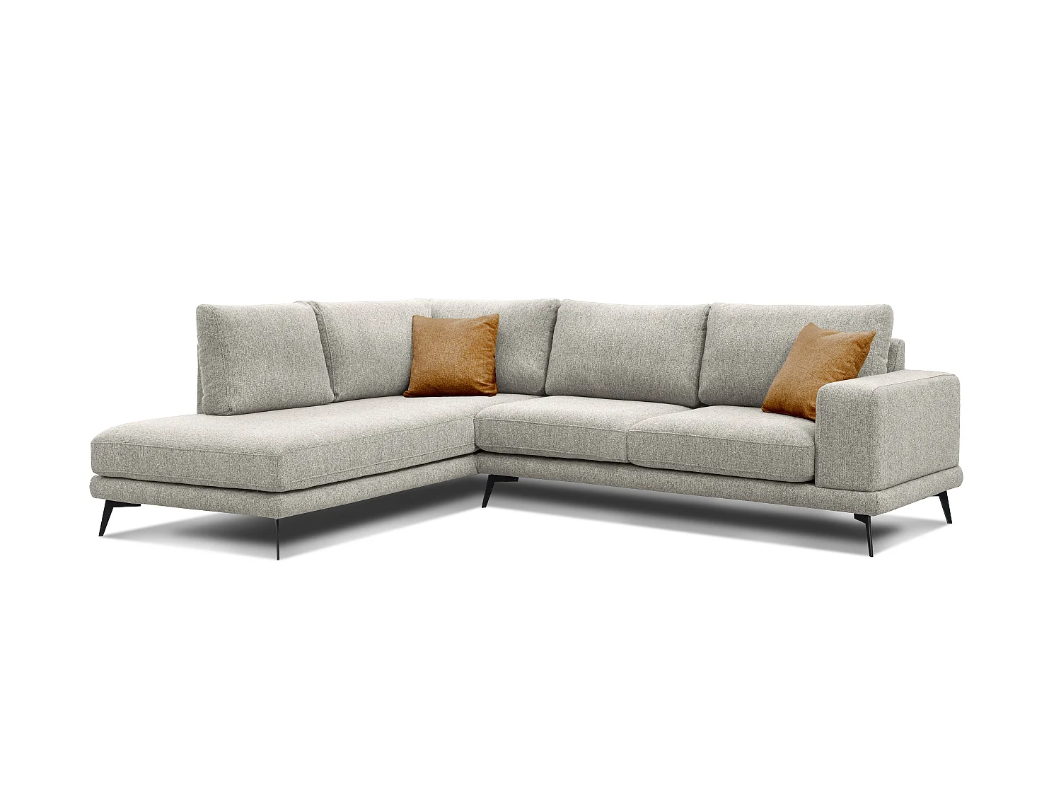 Canapé d'angle 5 places tissu gris clair - MEDIOLANE