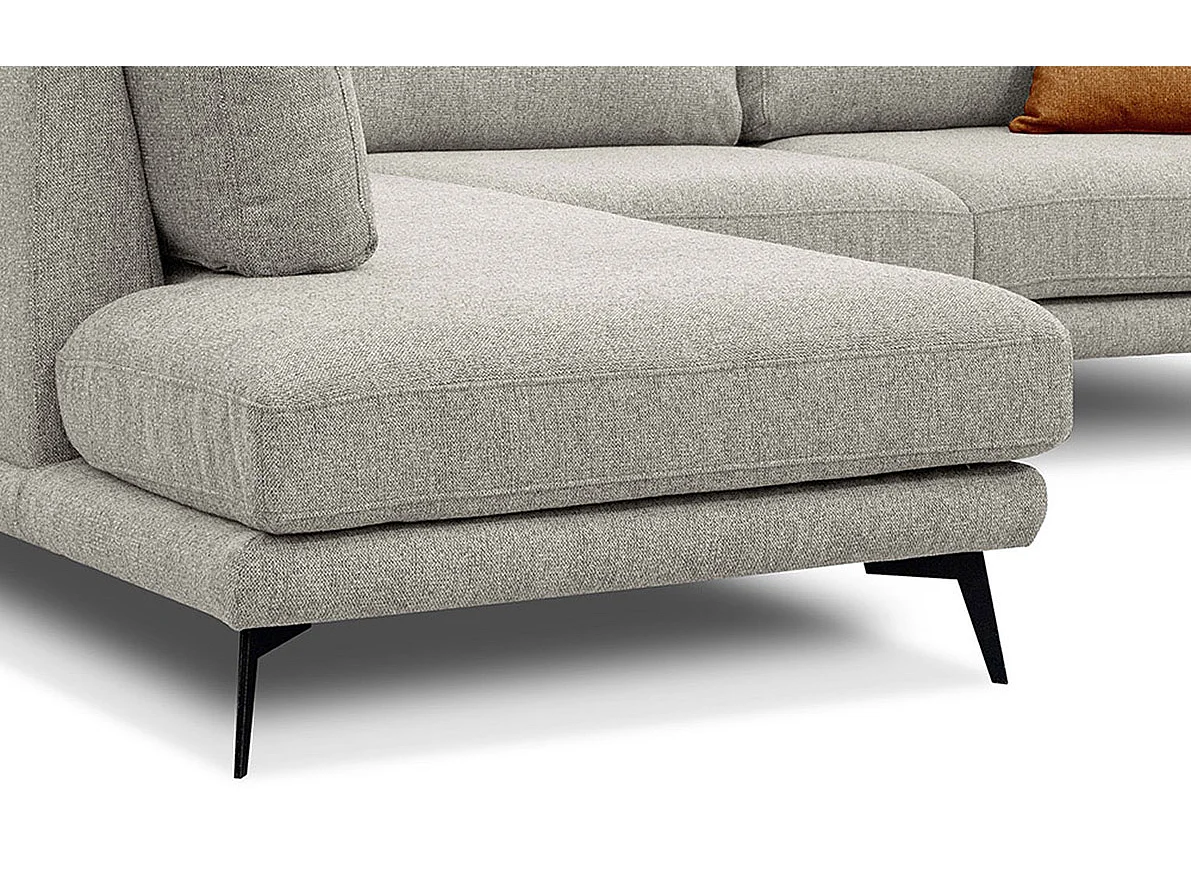 Canapé d'angle 5 places tissu gris clair - MEDIOLANE
