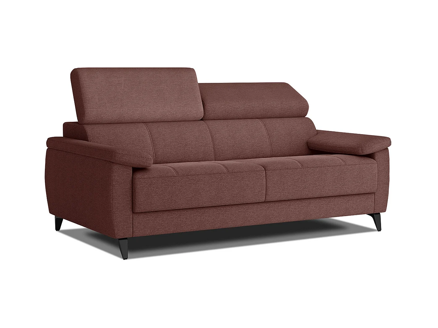 Canapé droit 3 places XXL tissu bordeaux - TAUNUS