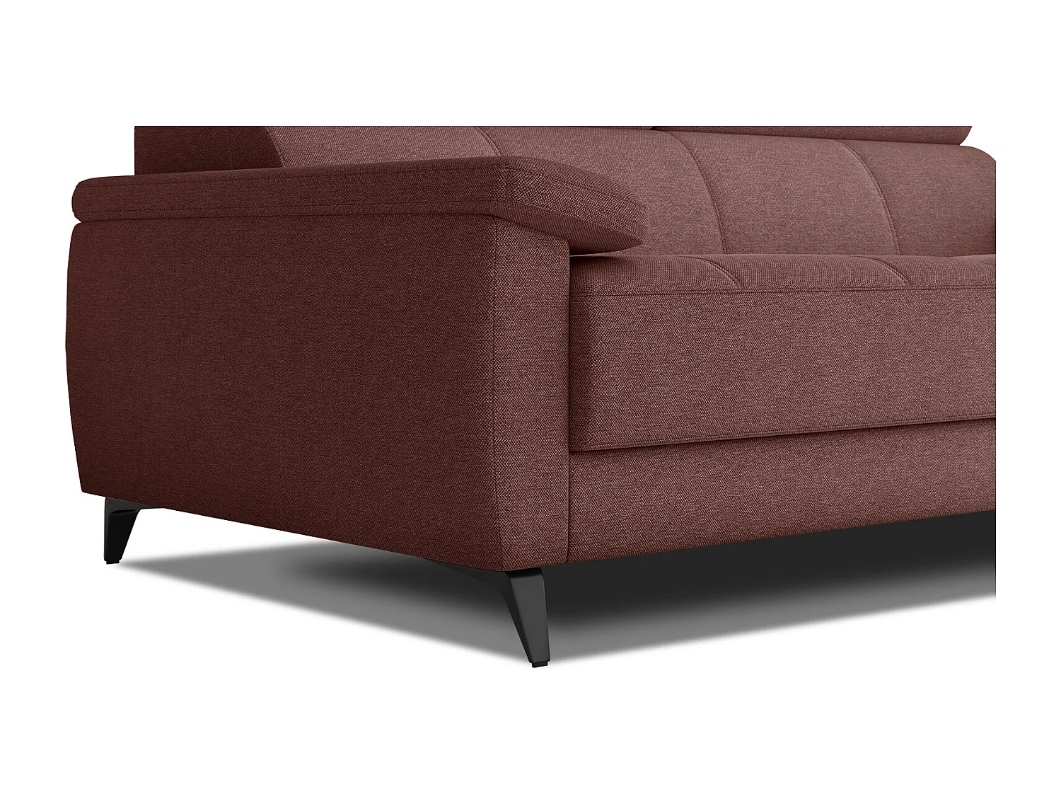 Canapé droit 3 places XXL tissu bordeaux - TAUNUS