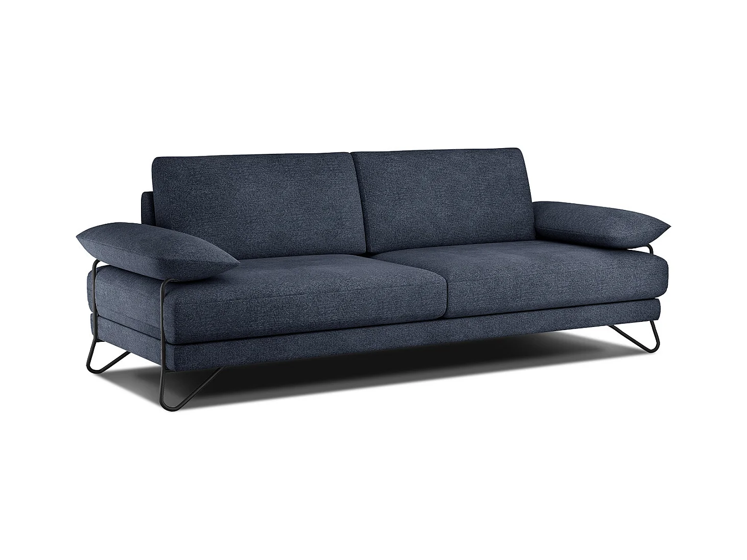 Canapé droit XXL 3 places tissu bleu foncé - LORI