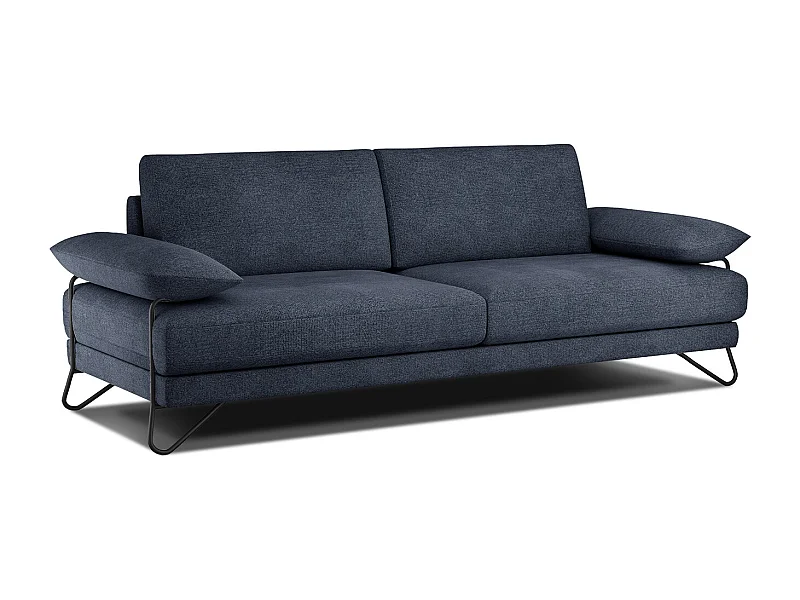 Canapé droit XXL 3 places tissu bleu foncé - LORI