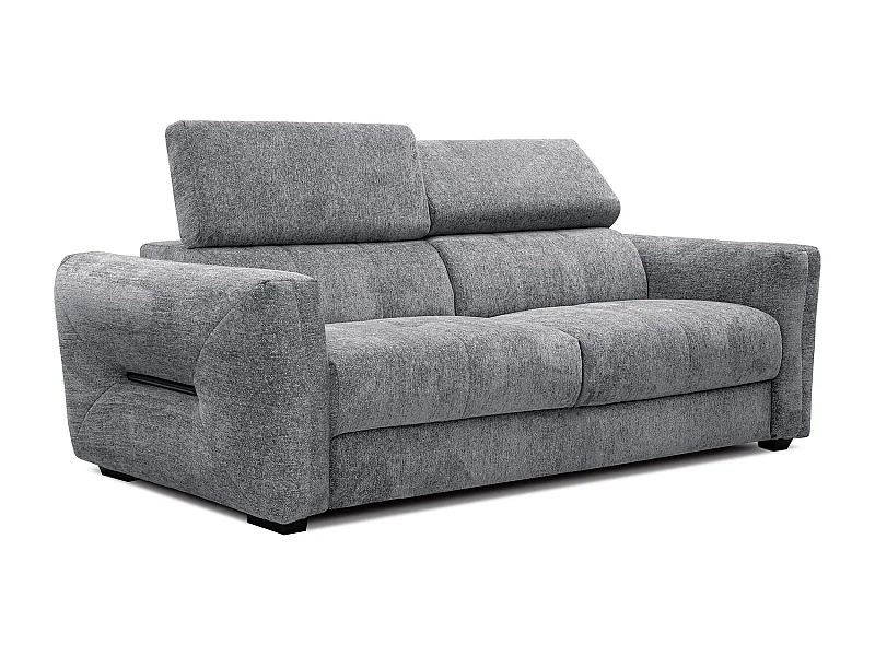 Canapé droit XXL 3 places tissu gris - CALVERA