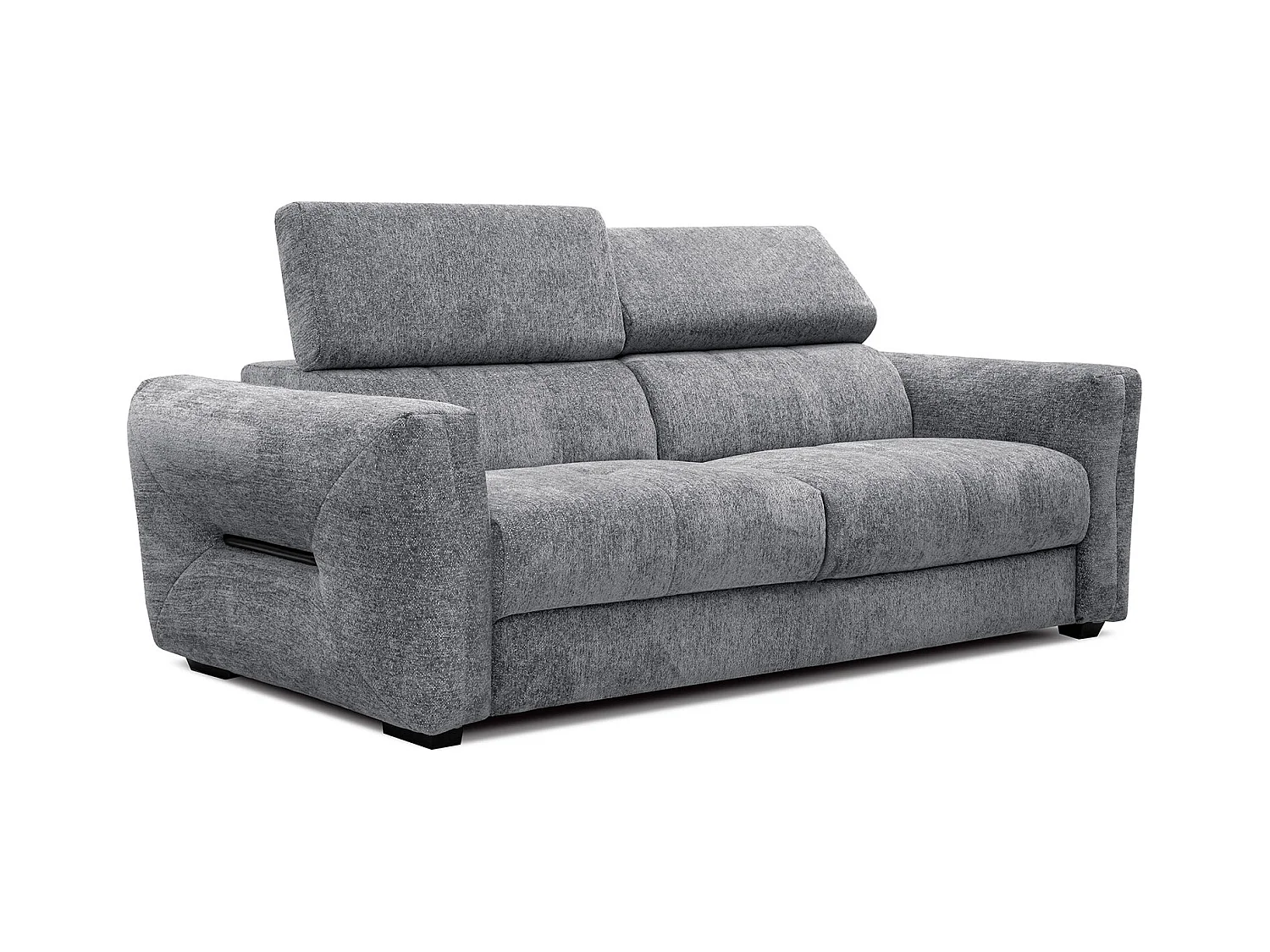 Canapé droit XXL 3 places tissu gris - CALVERA