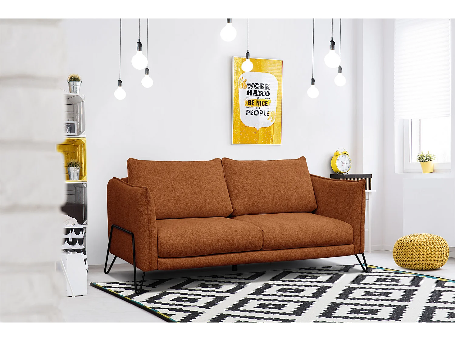 HOSTEN Sofa 2,5-Sitzer, dunkelorange