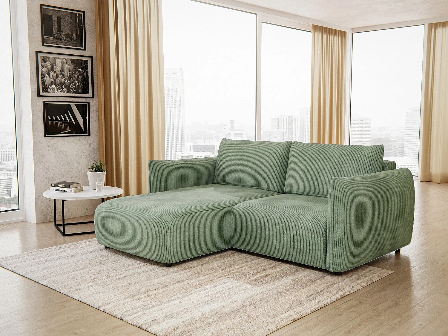 TAUER Ecksofa 3-Sitzer links, mint