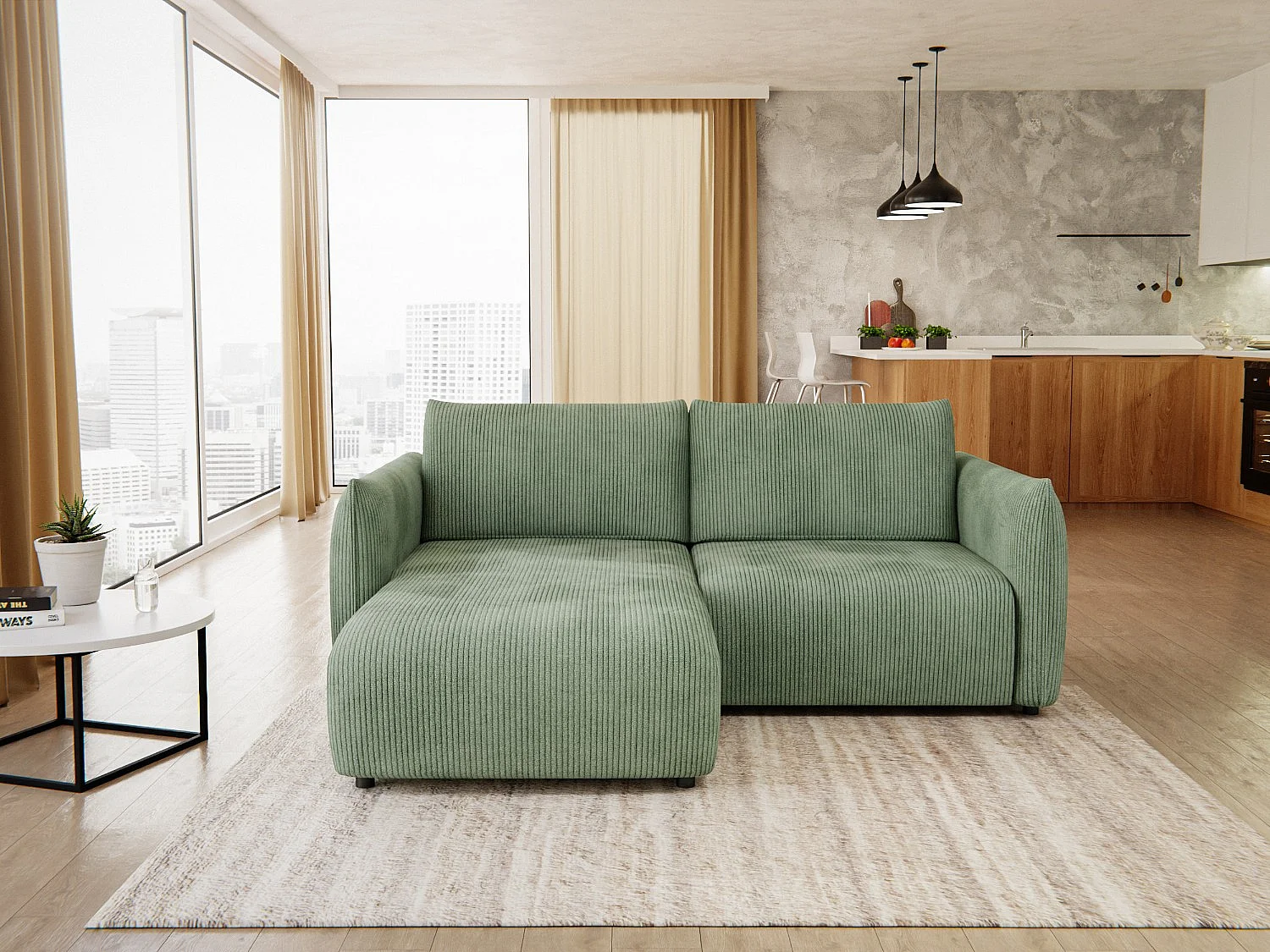 TAUER Ecksofa 3-Sitzer links, mint
