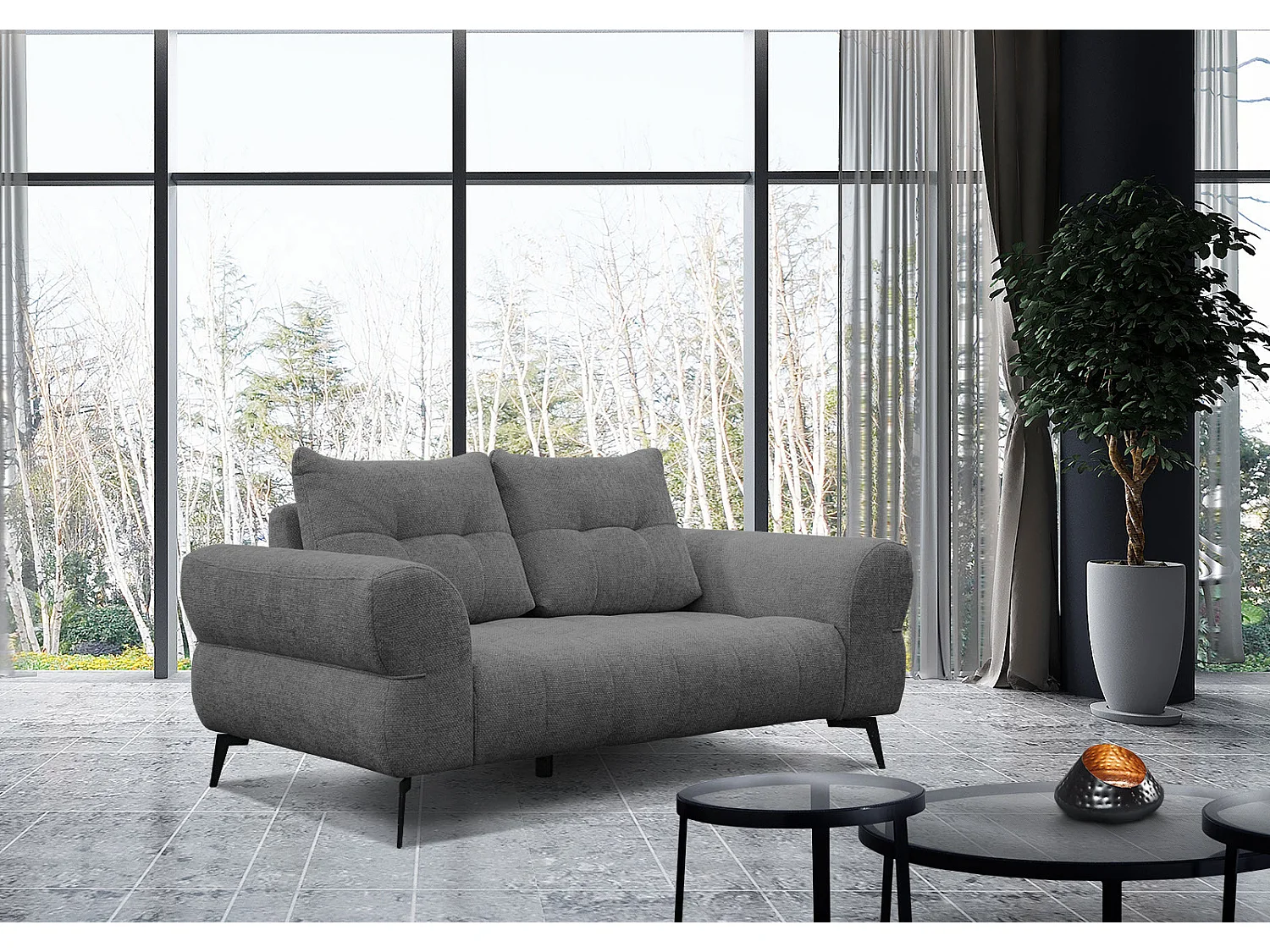 SALVINI Sofa 2-Sitzer, dunkelgrau