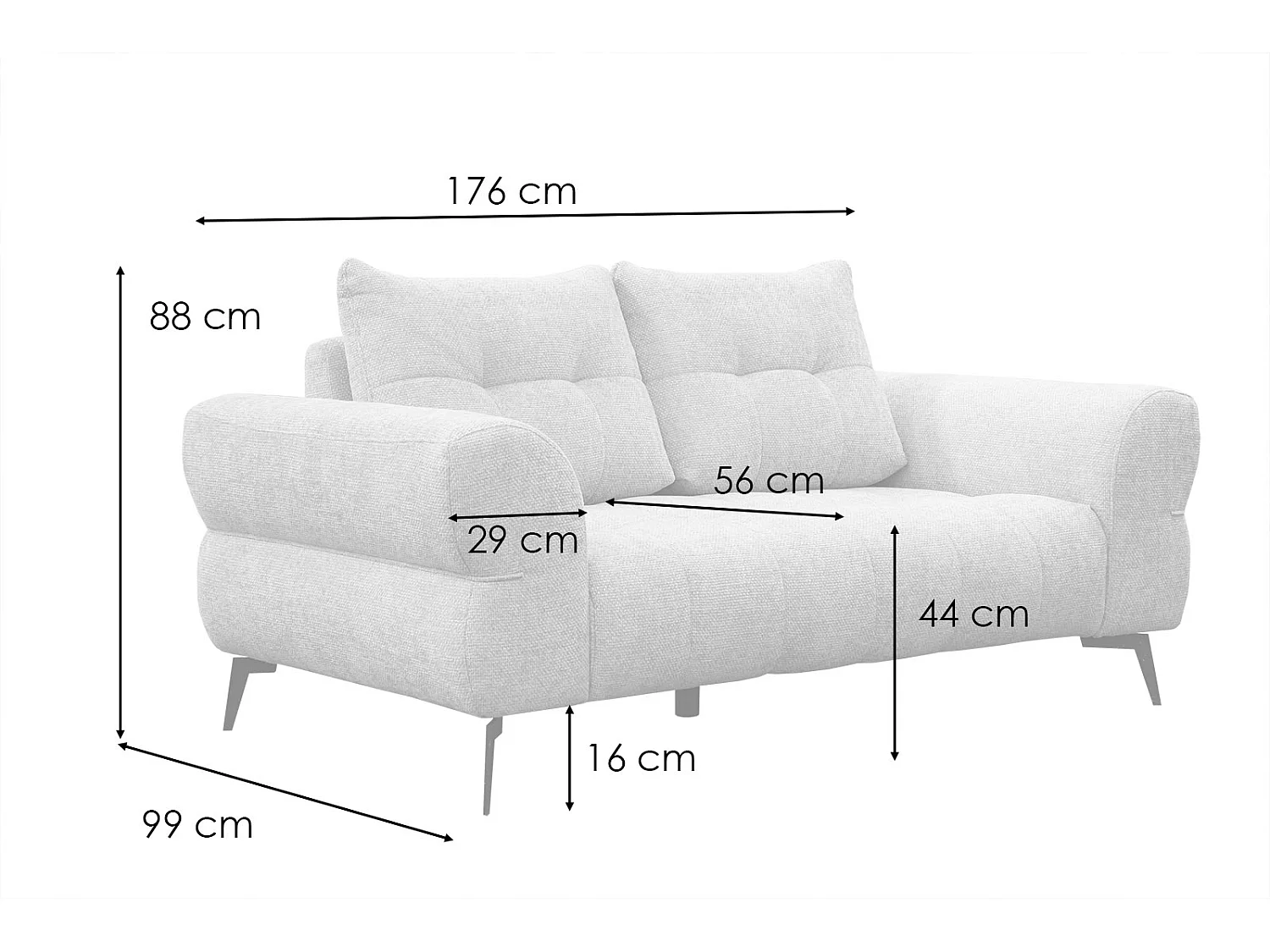 SALVINI Sofa 2-Sitzer, dunkelgrau