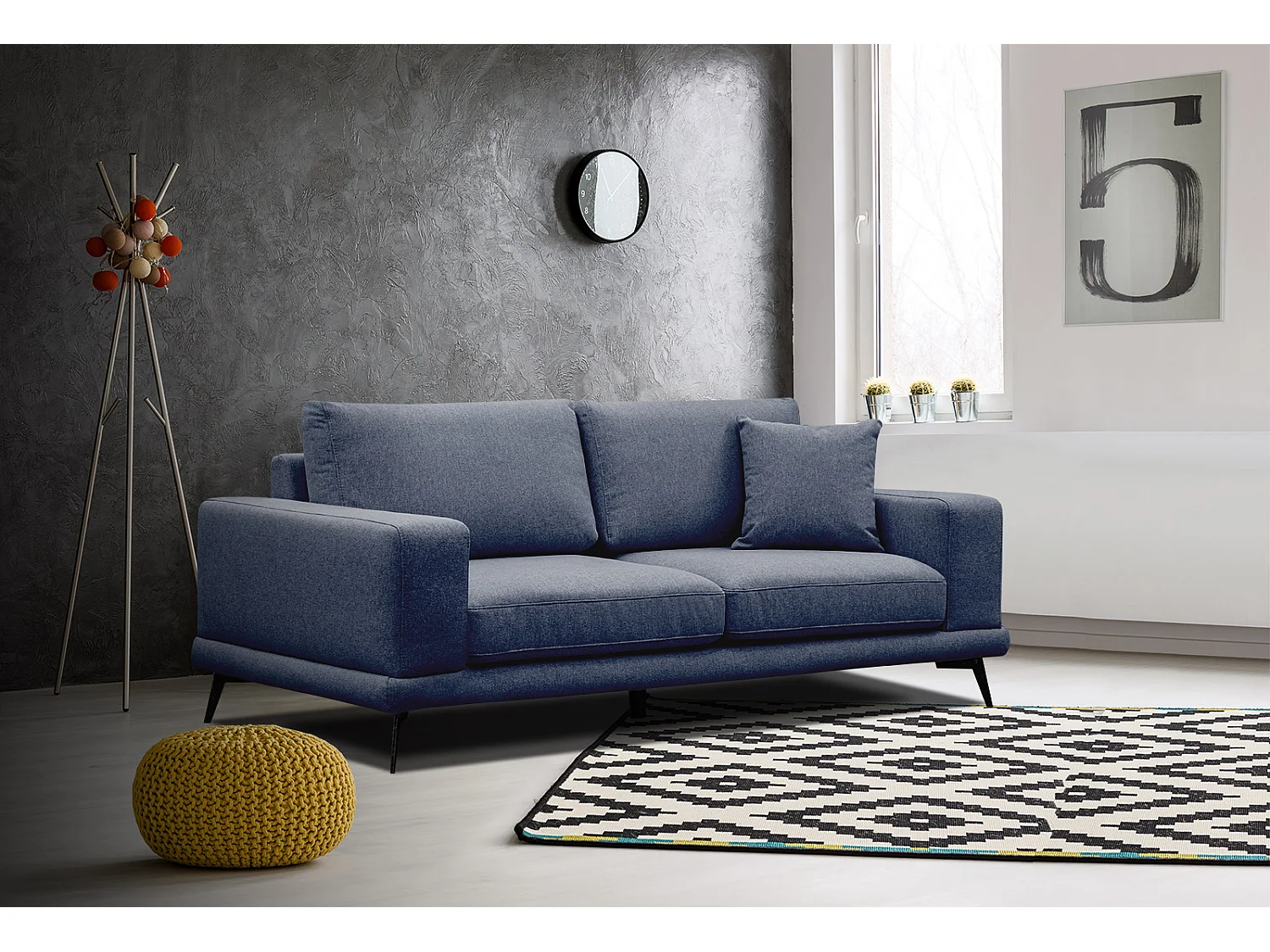 MEDIOLANE Sofa 2,5-Sitzer, marineblau
