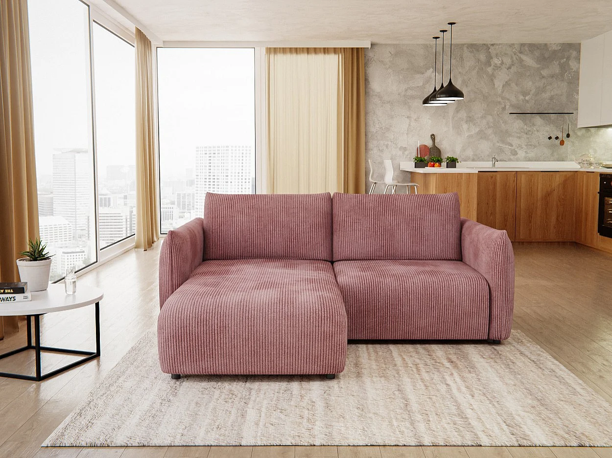 TAUER Ecksofa 3-Sitzer links, altrosa