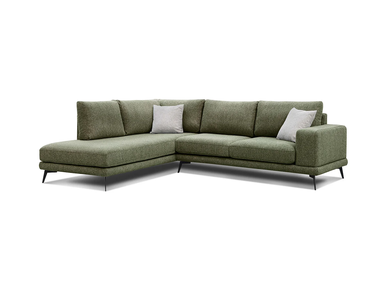 Canapé d'angle 5 places tissu vert olive - MEDIOLANE