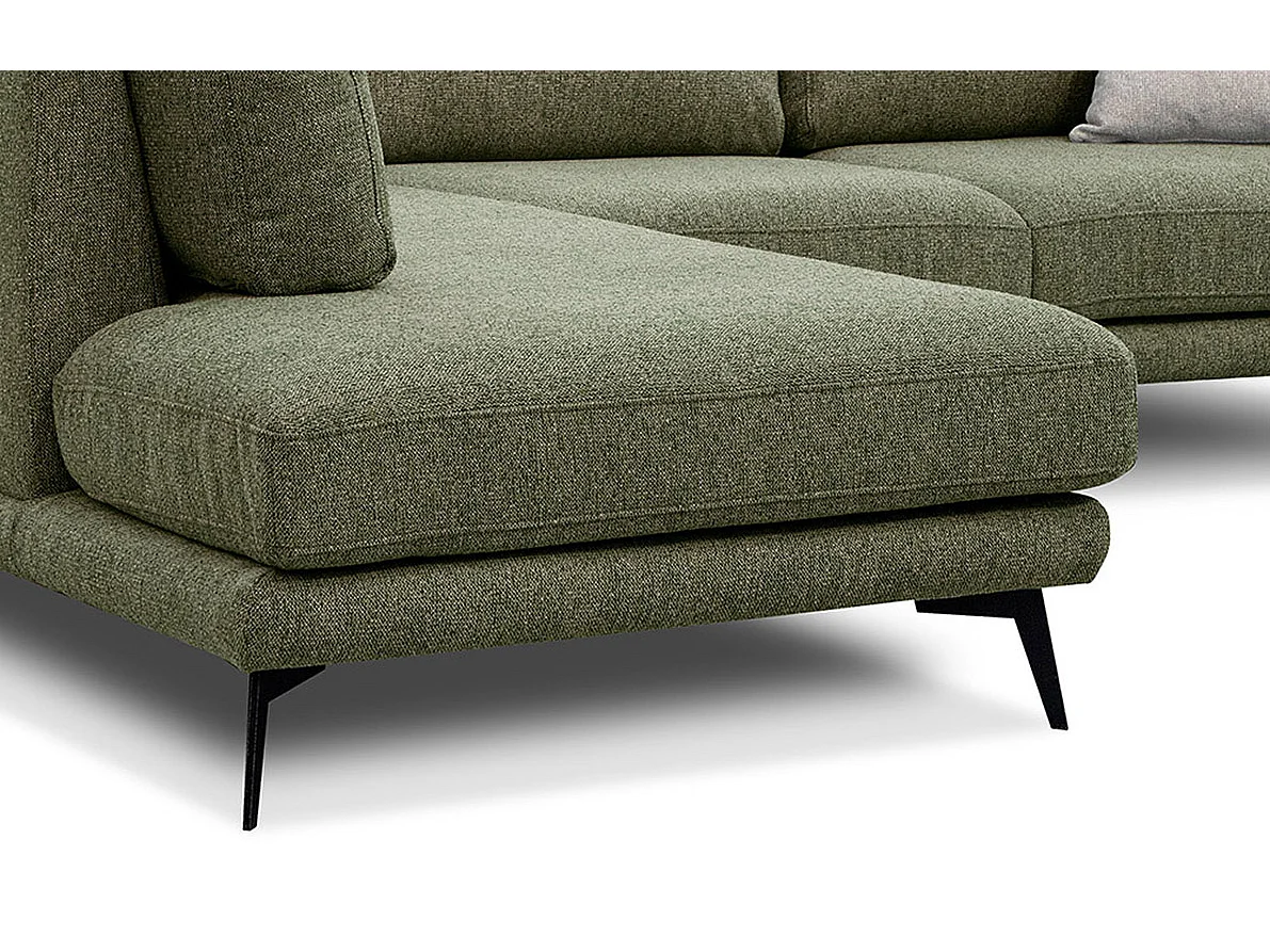 Canapé d'angle 5 places tissu vert olive - MEDIOLANE