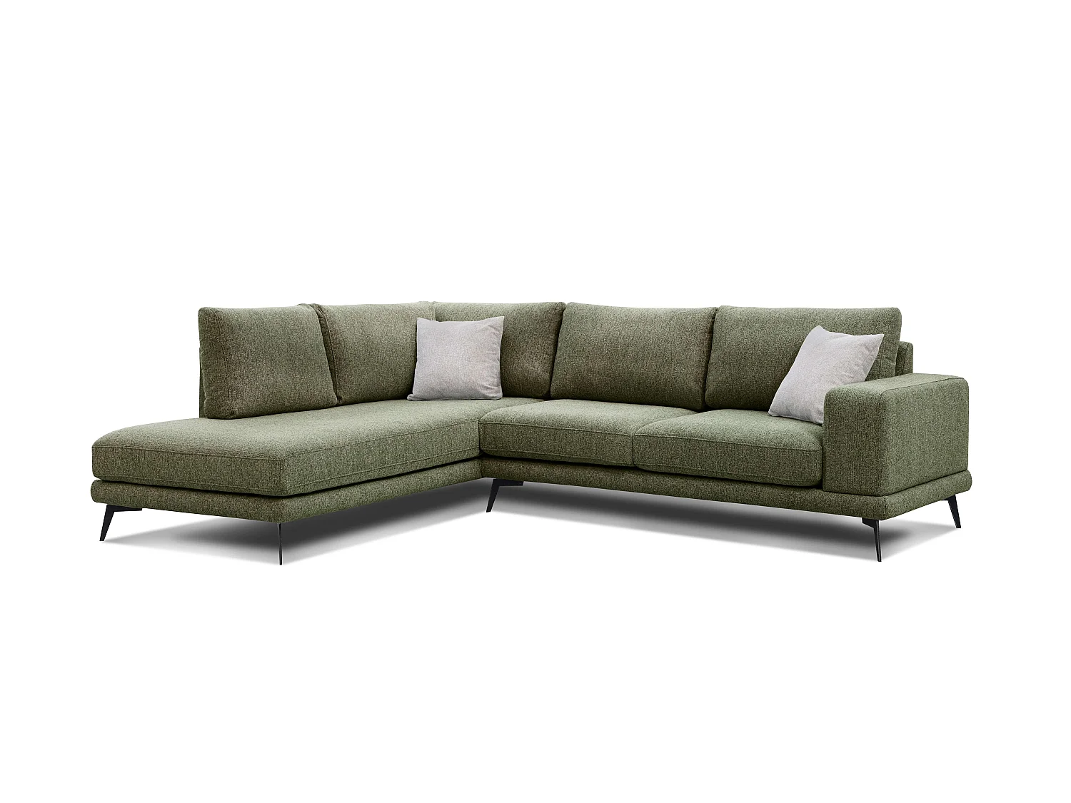 Canapé d'angle 5 places tissu vert olive - MEDIOLANE