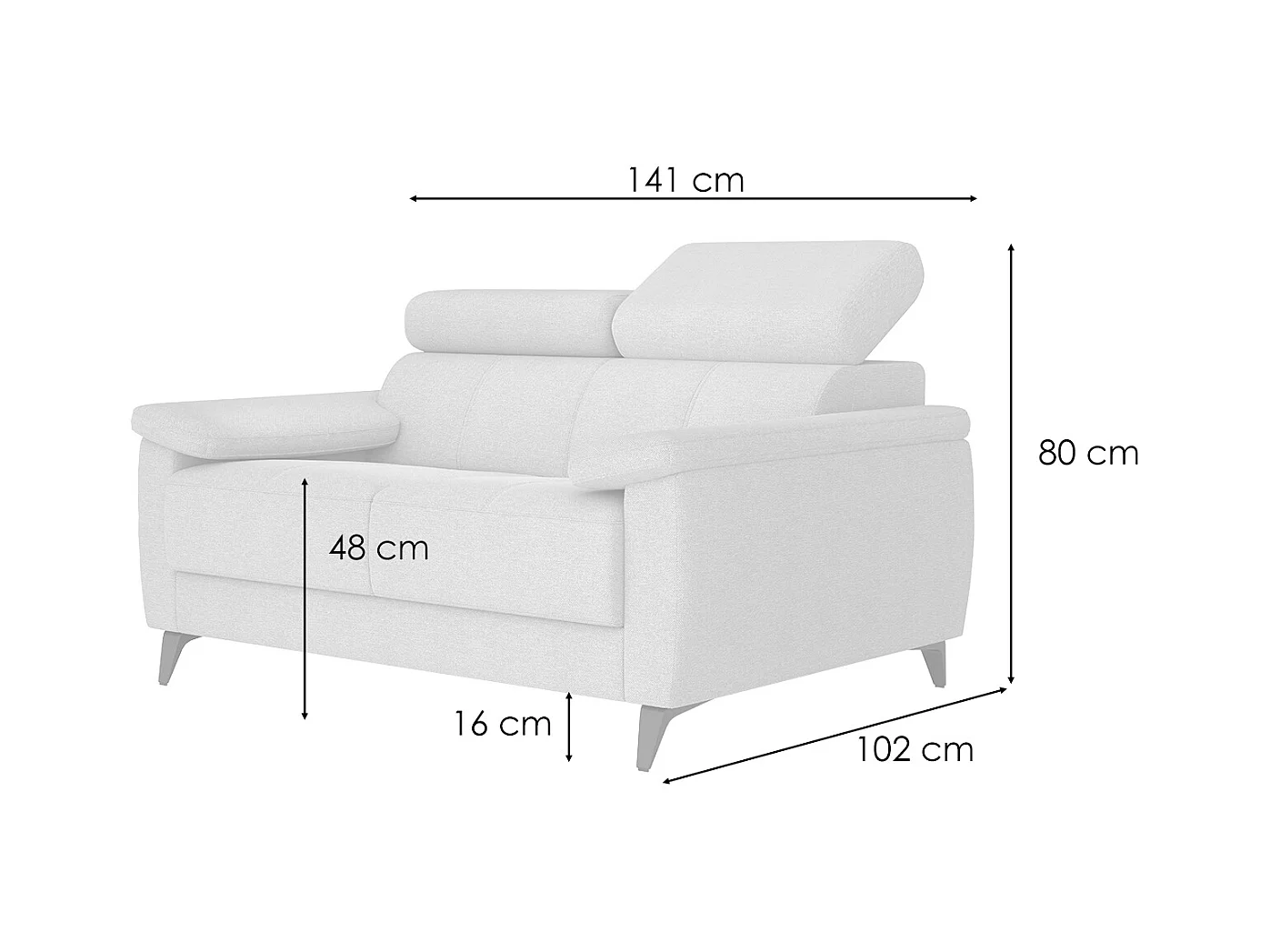 TAUNUS Sofa 2-Sitzer mit verstellbare Kopfstützen, hellblau