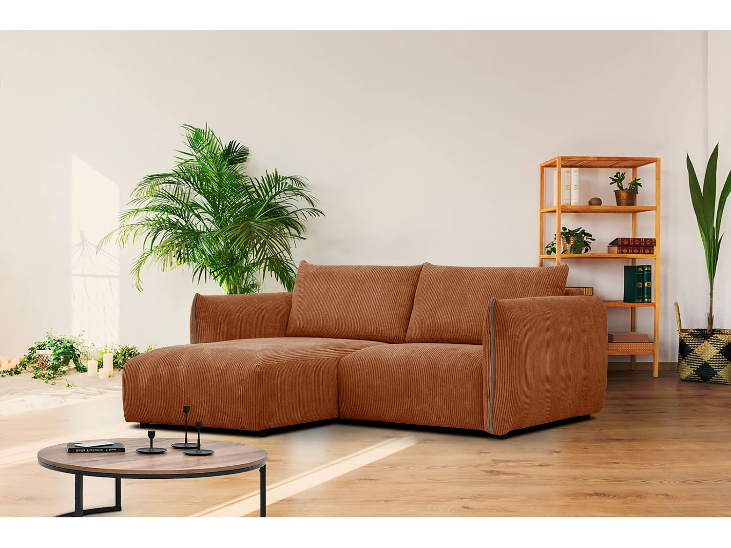 TAUER Ecksofa 3-Sitzer links, orange