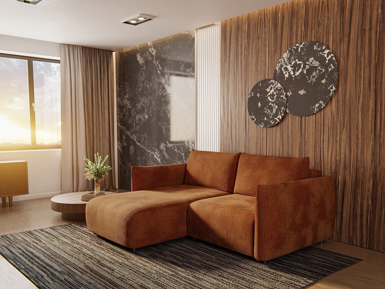 TAUER Ecksofa 3-Sitzer links, orange