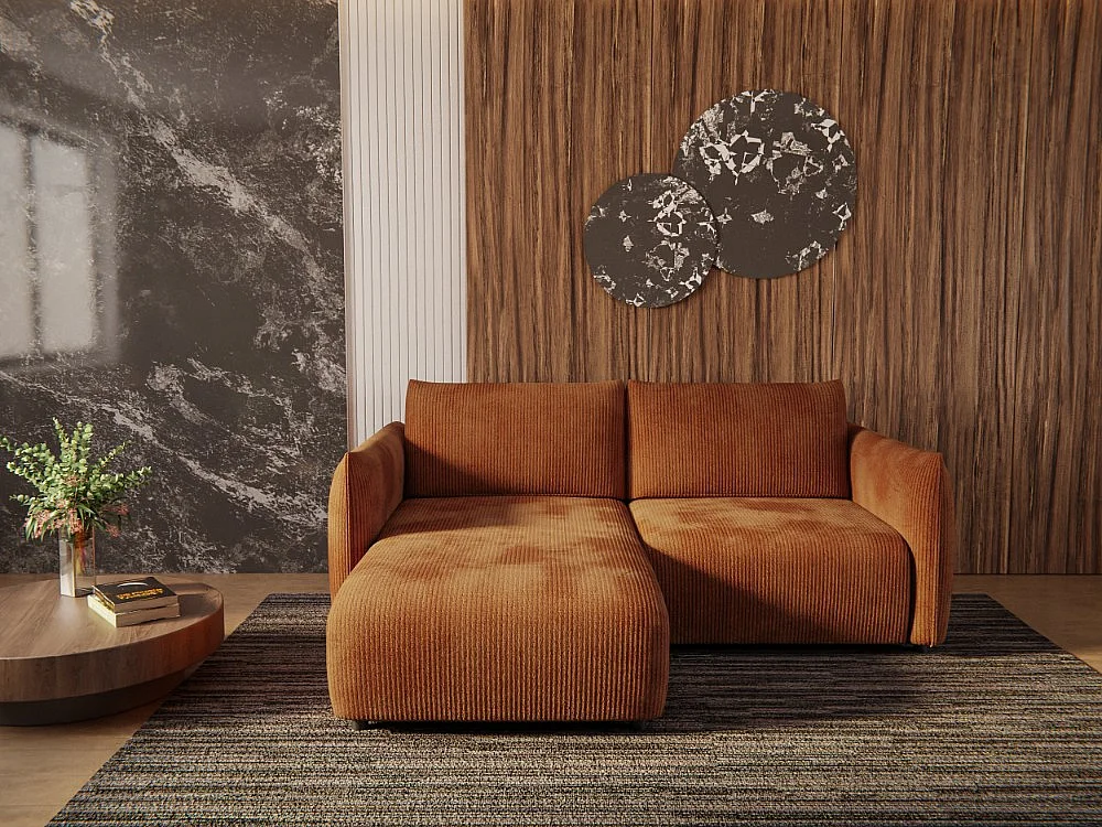 TAUER Ecksofa 3-Sitzer links, orange