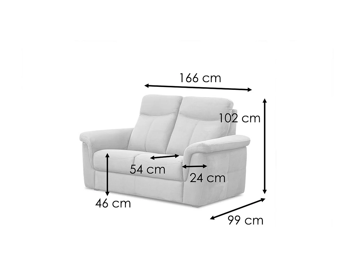 JONES Sofa 2-Sitzer, anthrazit