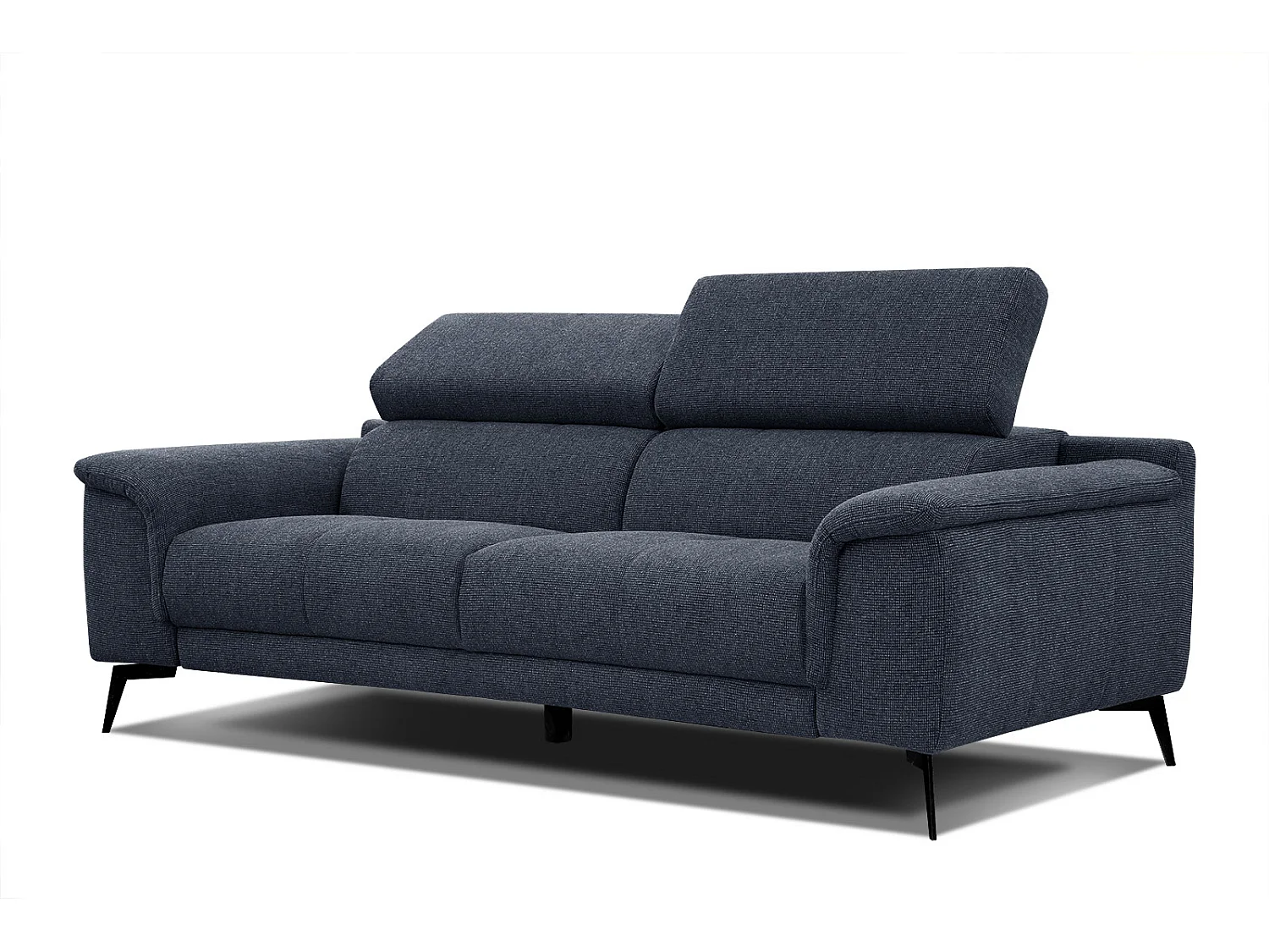 FIERO Sofa 3-Sitzer mit verstellbare Kopfstützen, marineblau