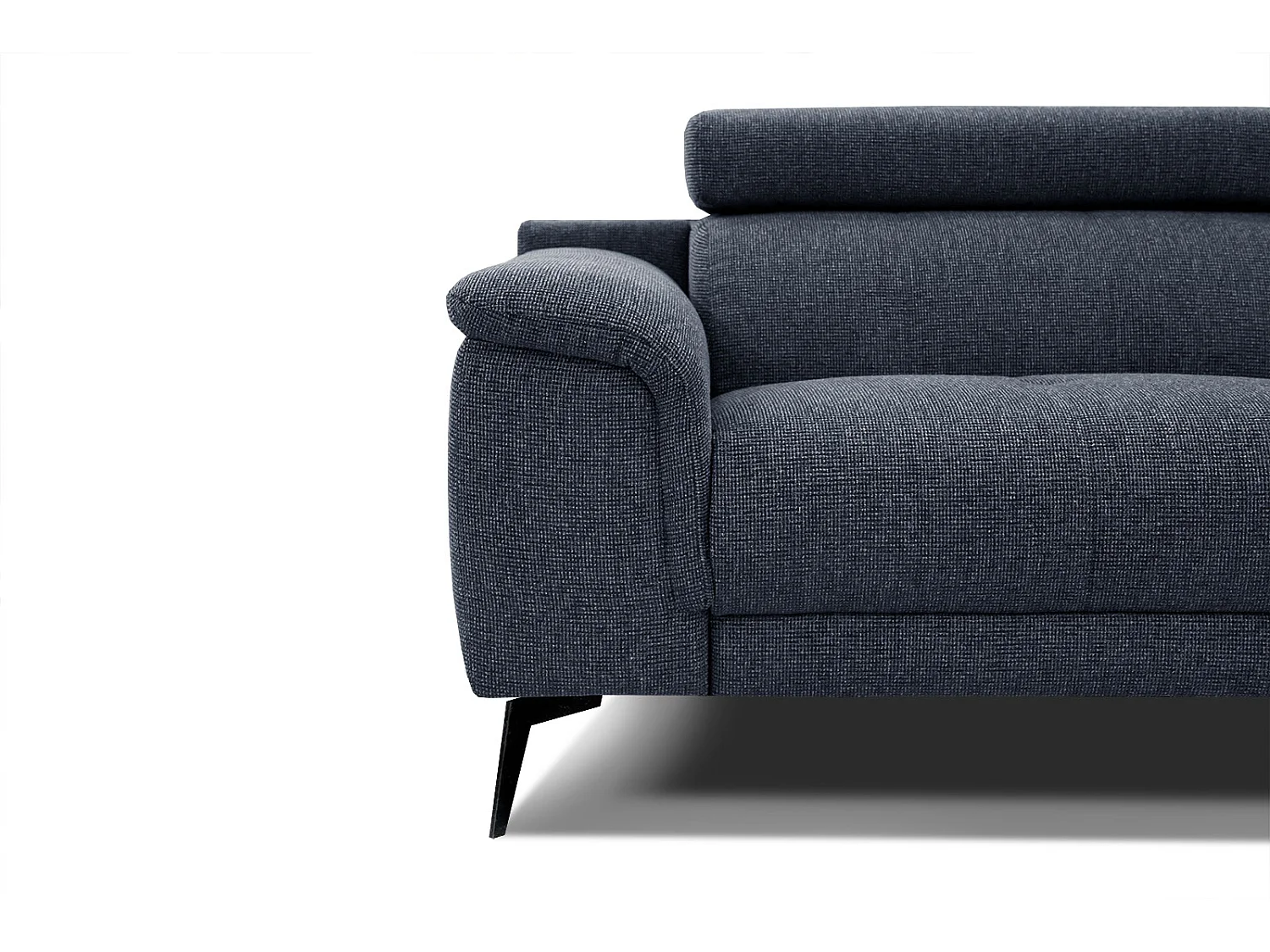 Canapé droit XXL 3 places tissu bleu foncé - FIERO