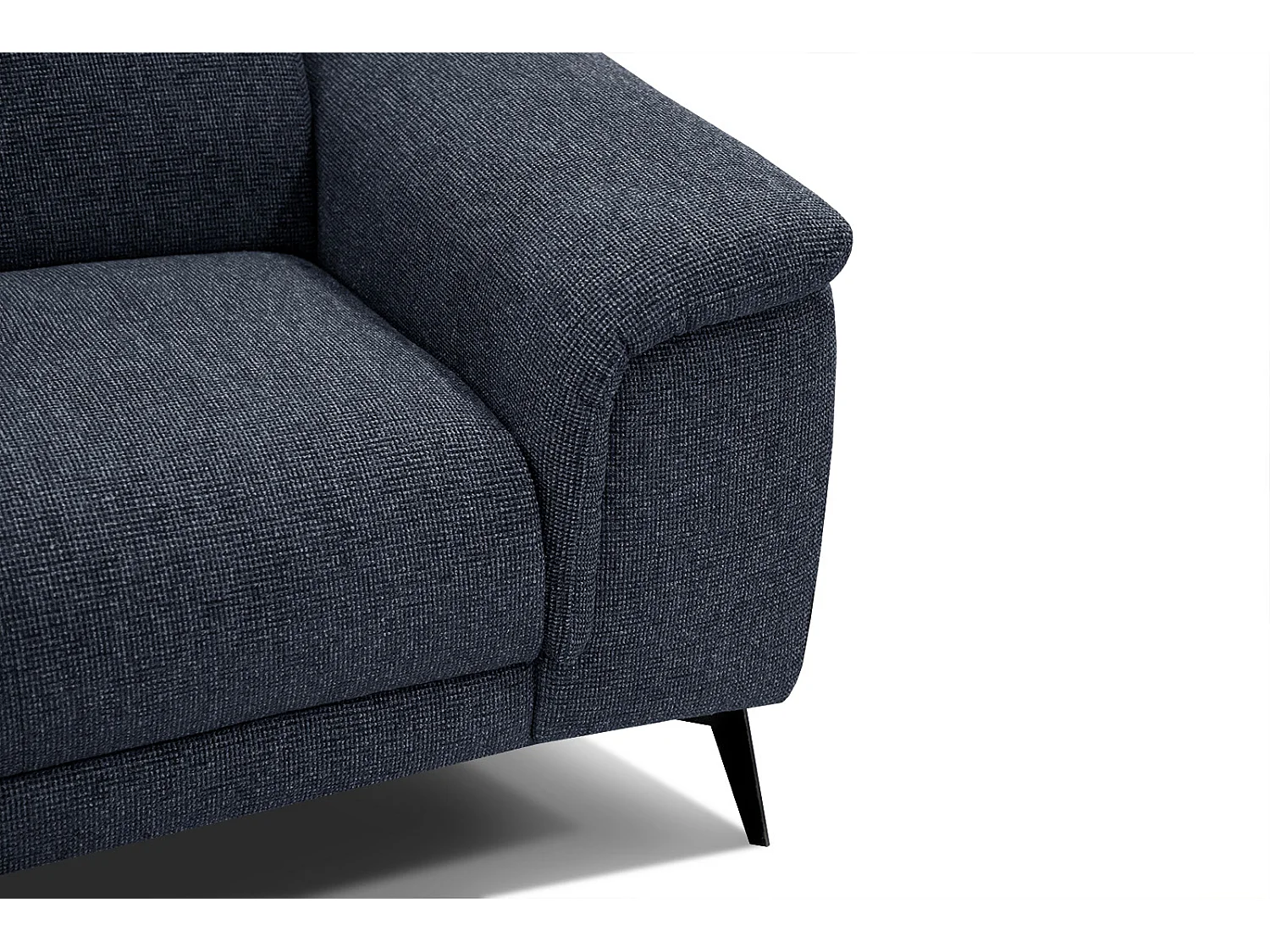 Canapé droit XXL 3 places tissu bleu foncé - FIERO